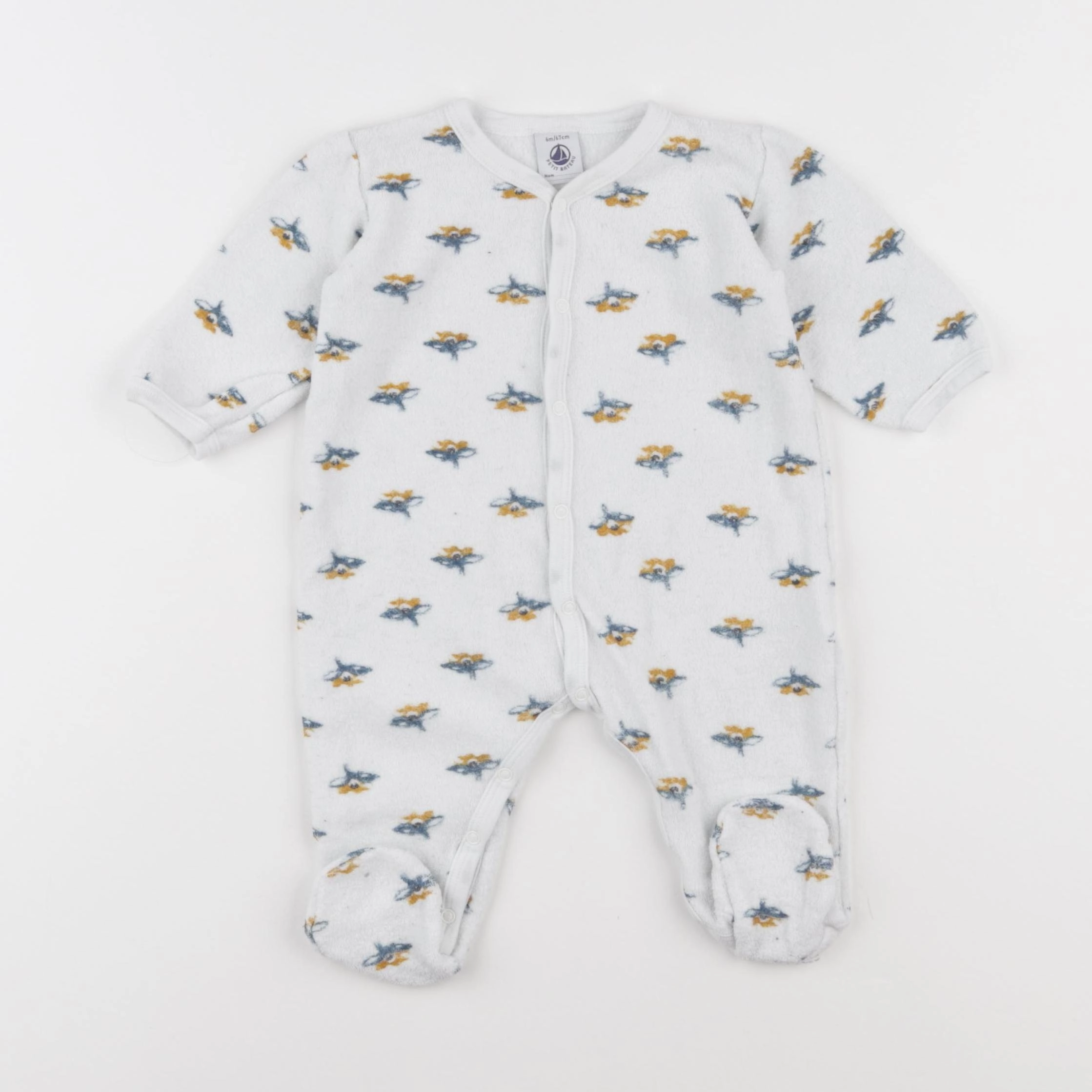 Petit Bateau - pyjama blanc - 6 mois