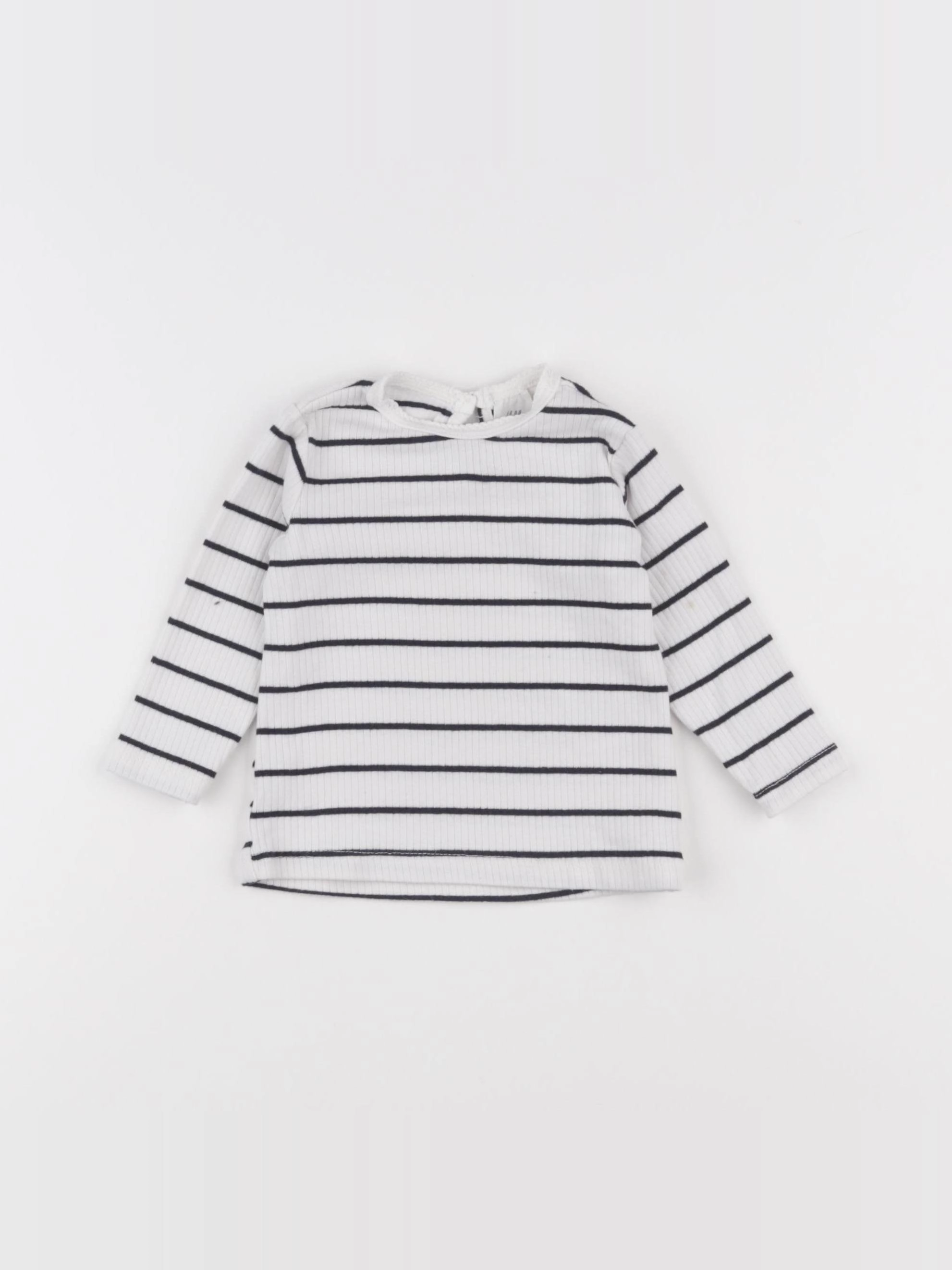 H&M - tee-shirt blanc, bleu - 3/6 mois
