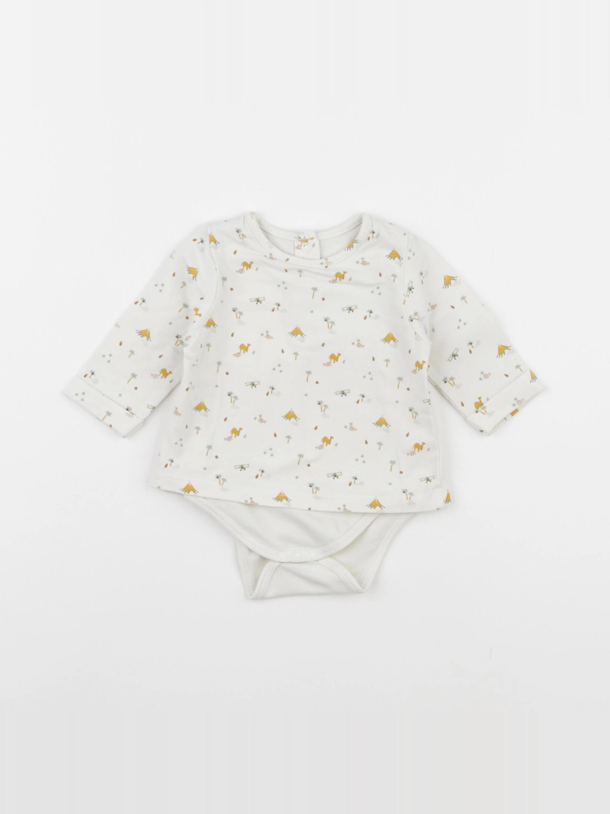 Vertbaudet - body tee-shirt beige - 1 mois