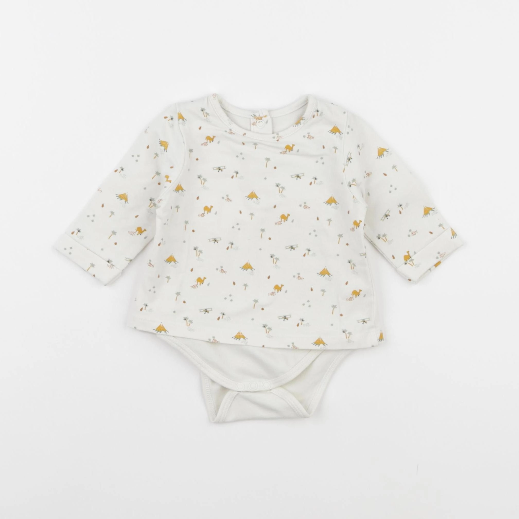 Vertbaudet - body tee-shirt beige - 1 mois
