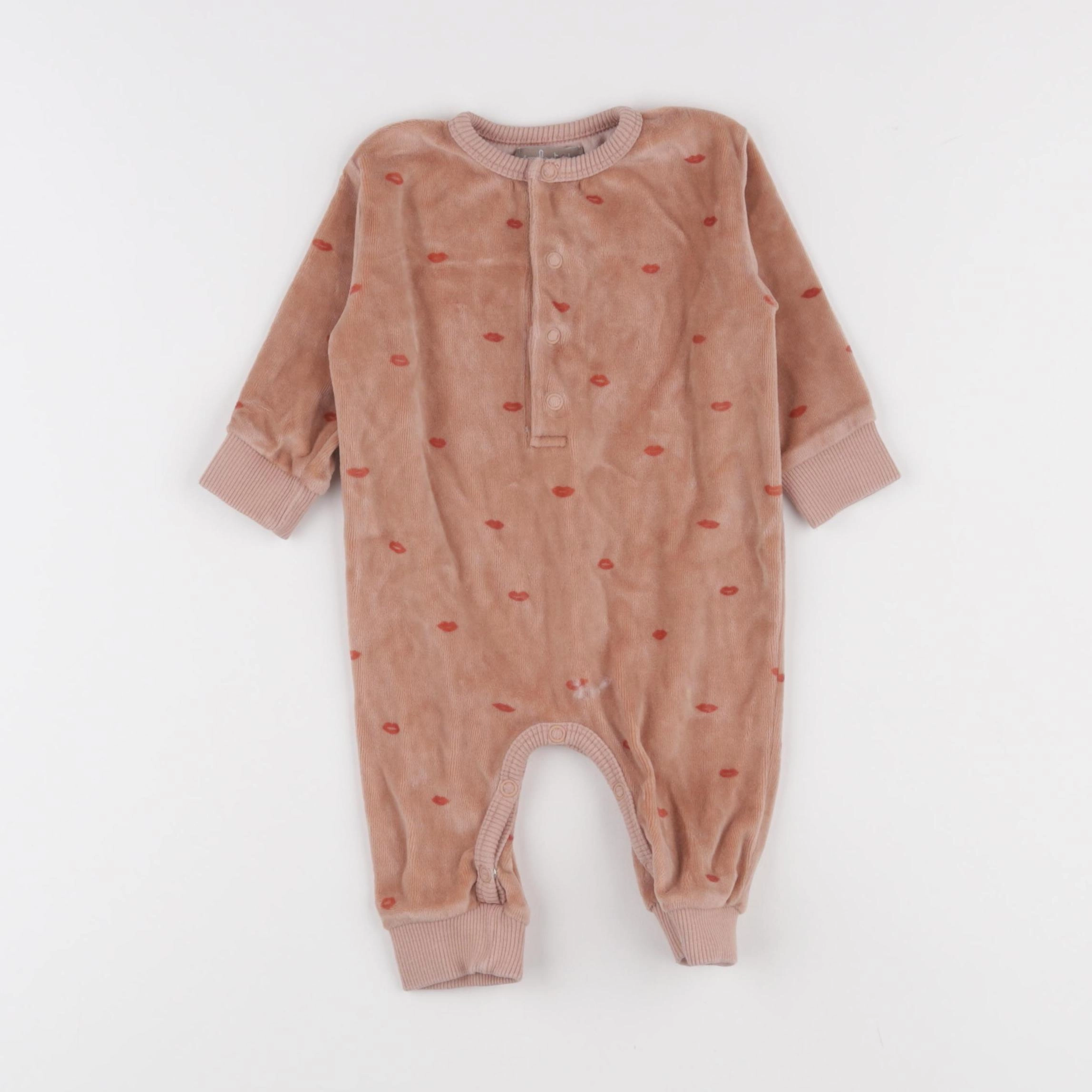 Emile et Ida - pyjama velours rose - 6 mois