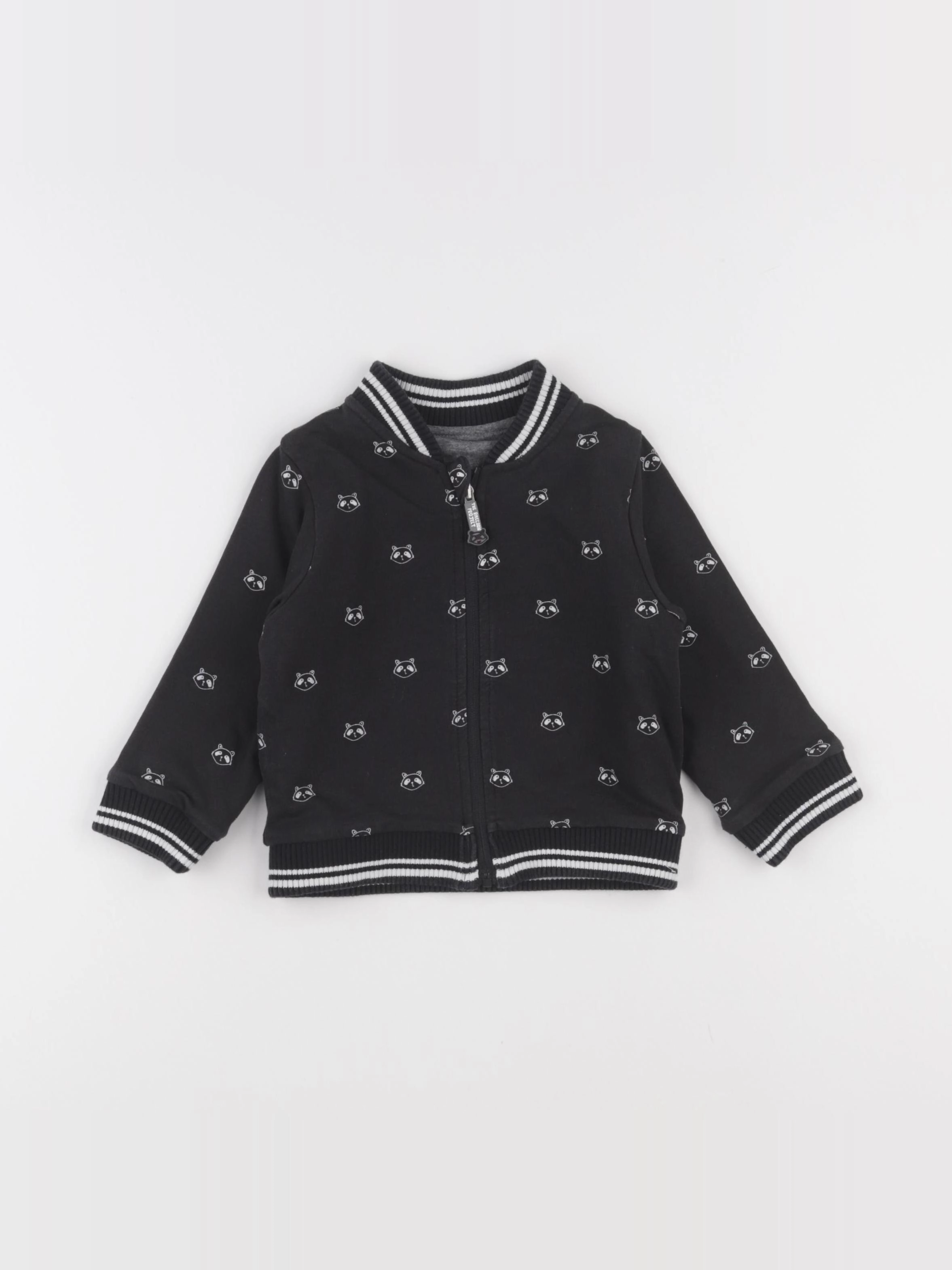 Vertbaudet - sweat réversible gris, noir - 18 mois