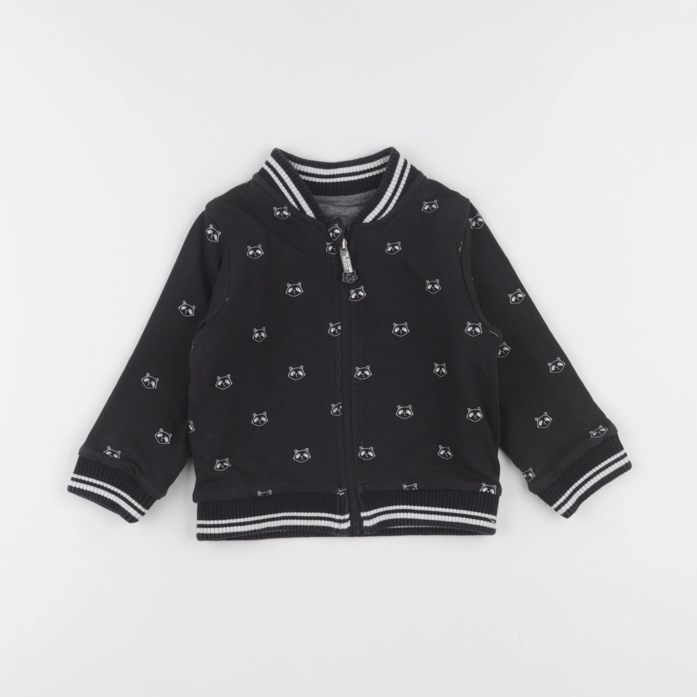 Vertbaudet - sweat réversible gris, noir - 18 mois