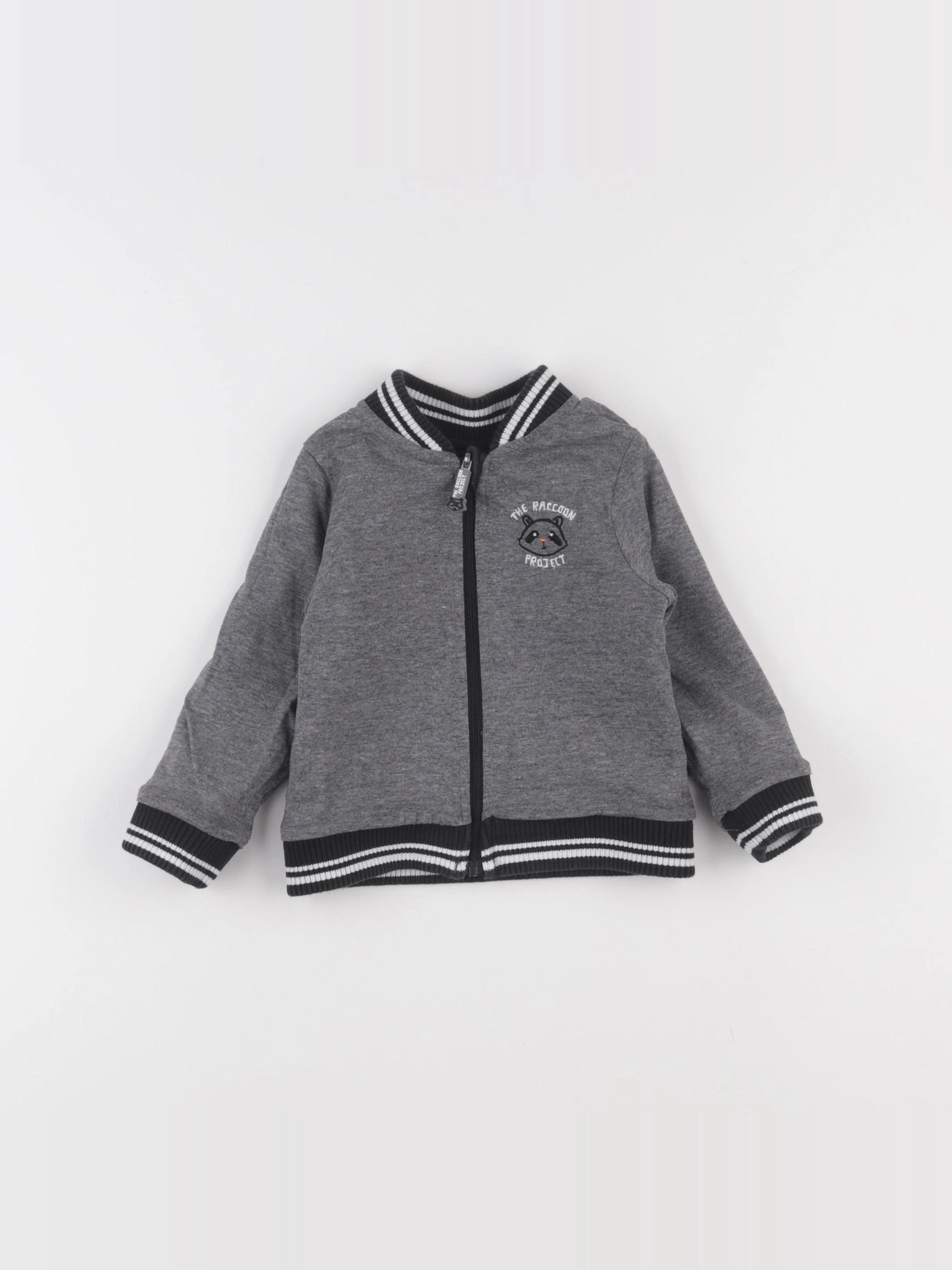 Vertbaudet - sweat réversible gris, noir - 18 mois