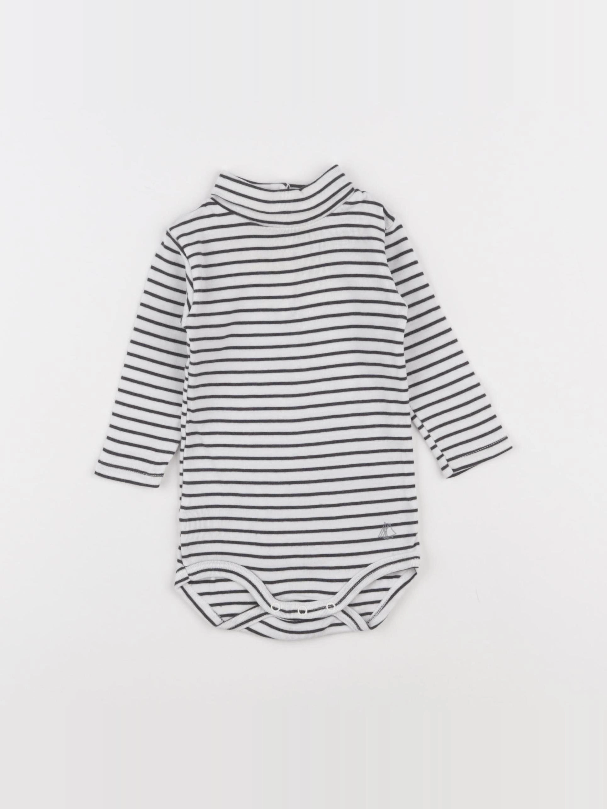 Petit Bateau - body à col bleu - 6 mois