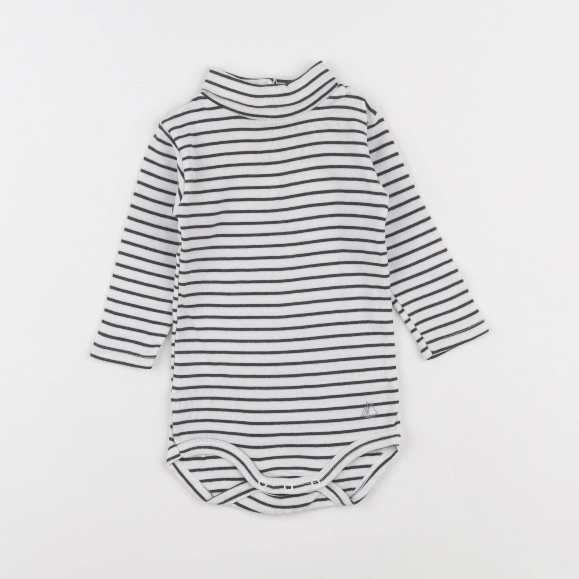 Petit Bateau - body à col bleu - 6 mois