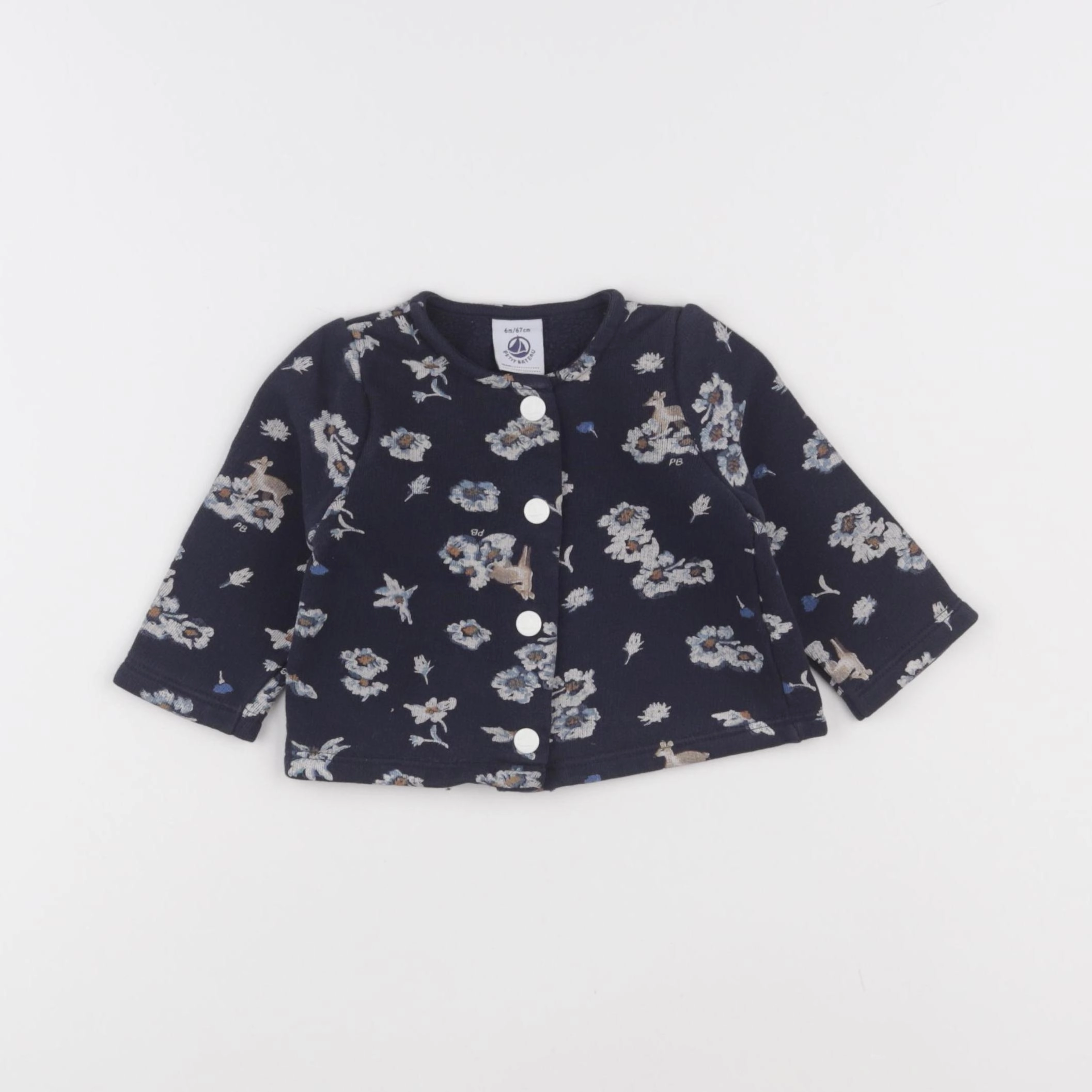 Petit Bateau - sweat bleu - 6 mois