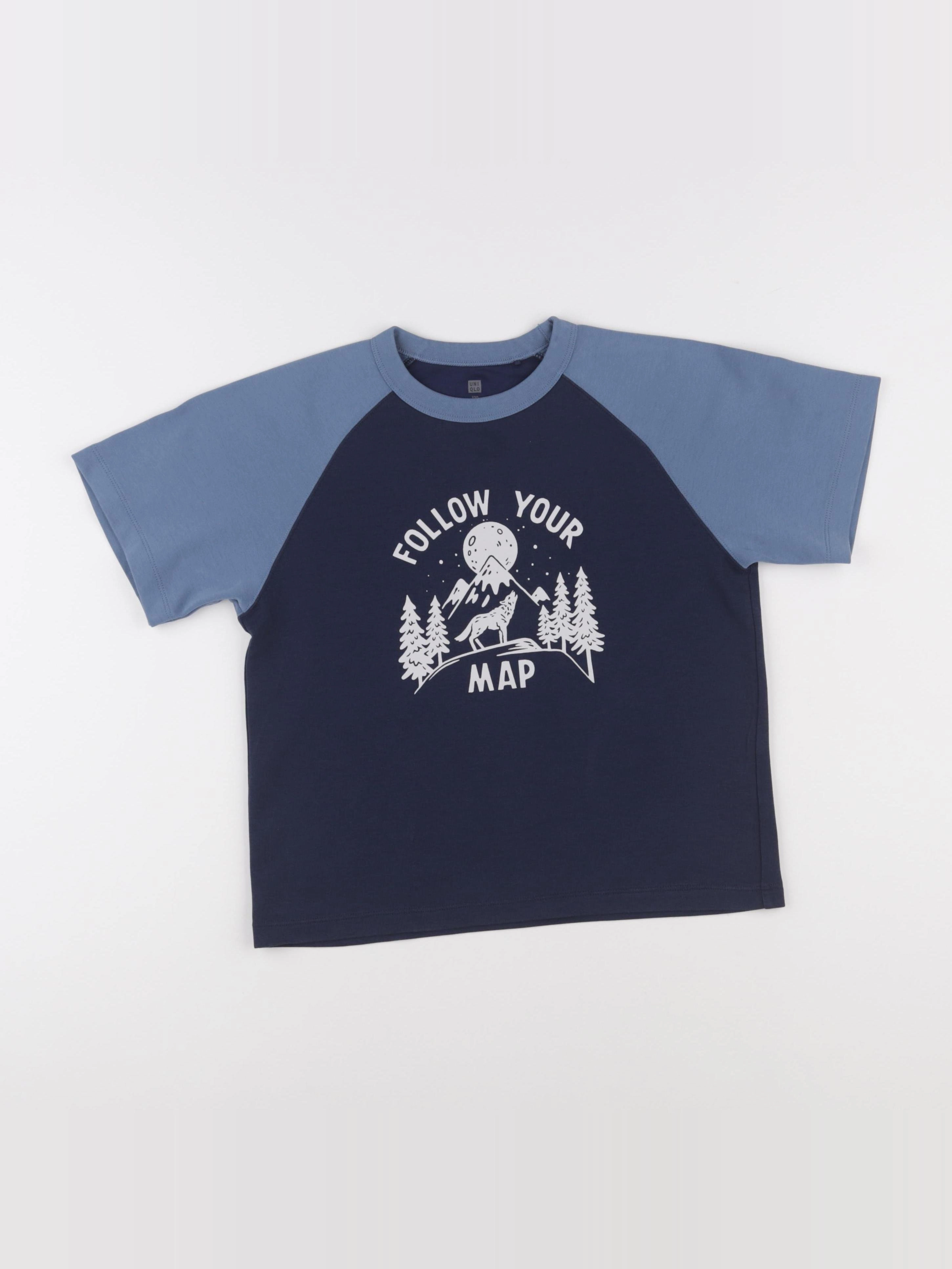 Uniqlo - tee-shirt bleu - 8 ans