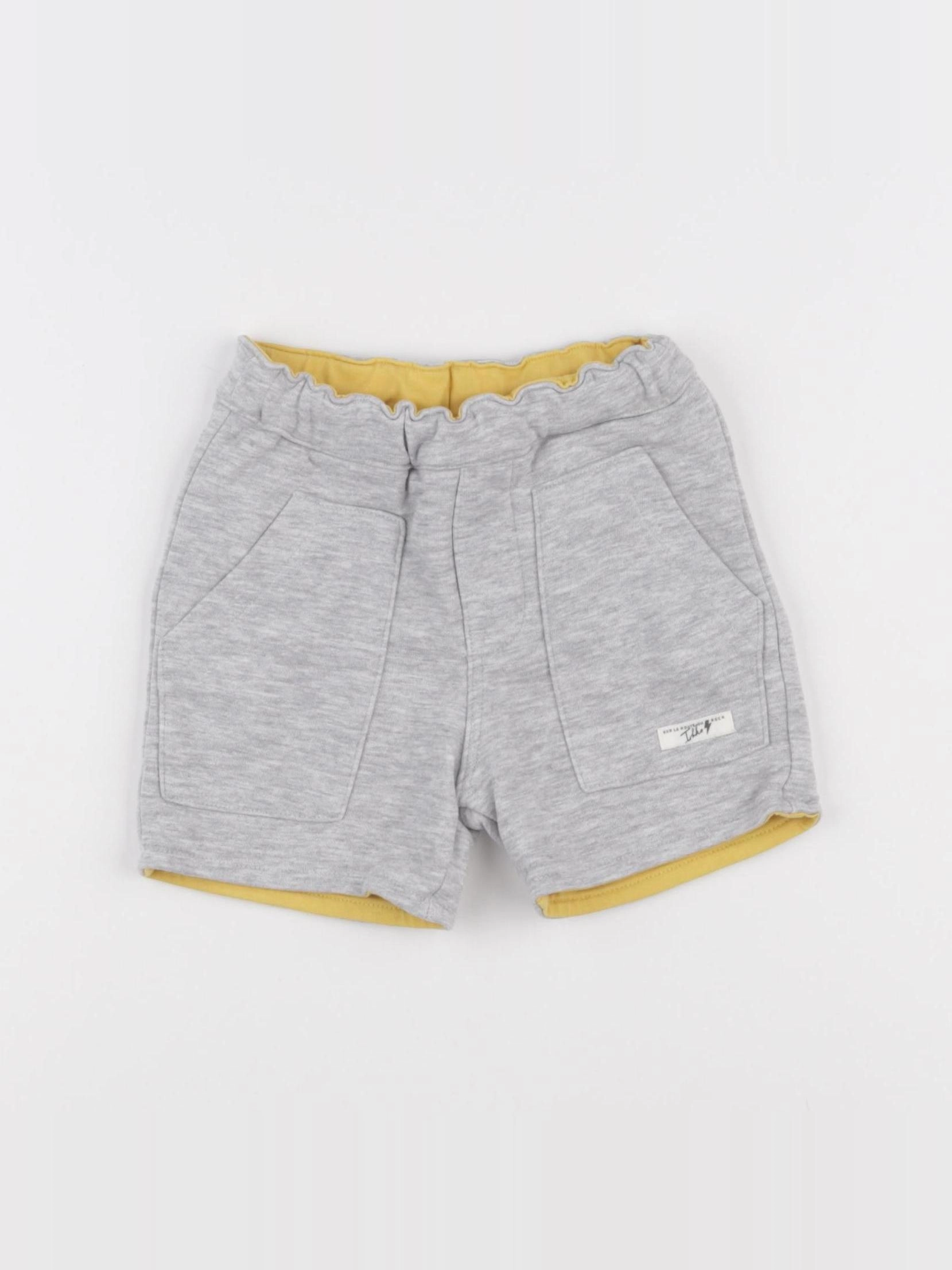 IKKS - short réversible gris, jaune - 18 mois