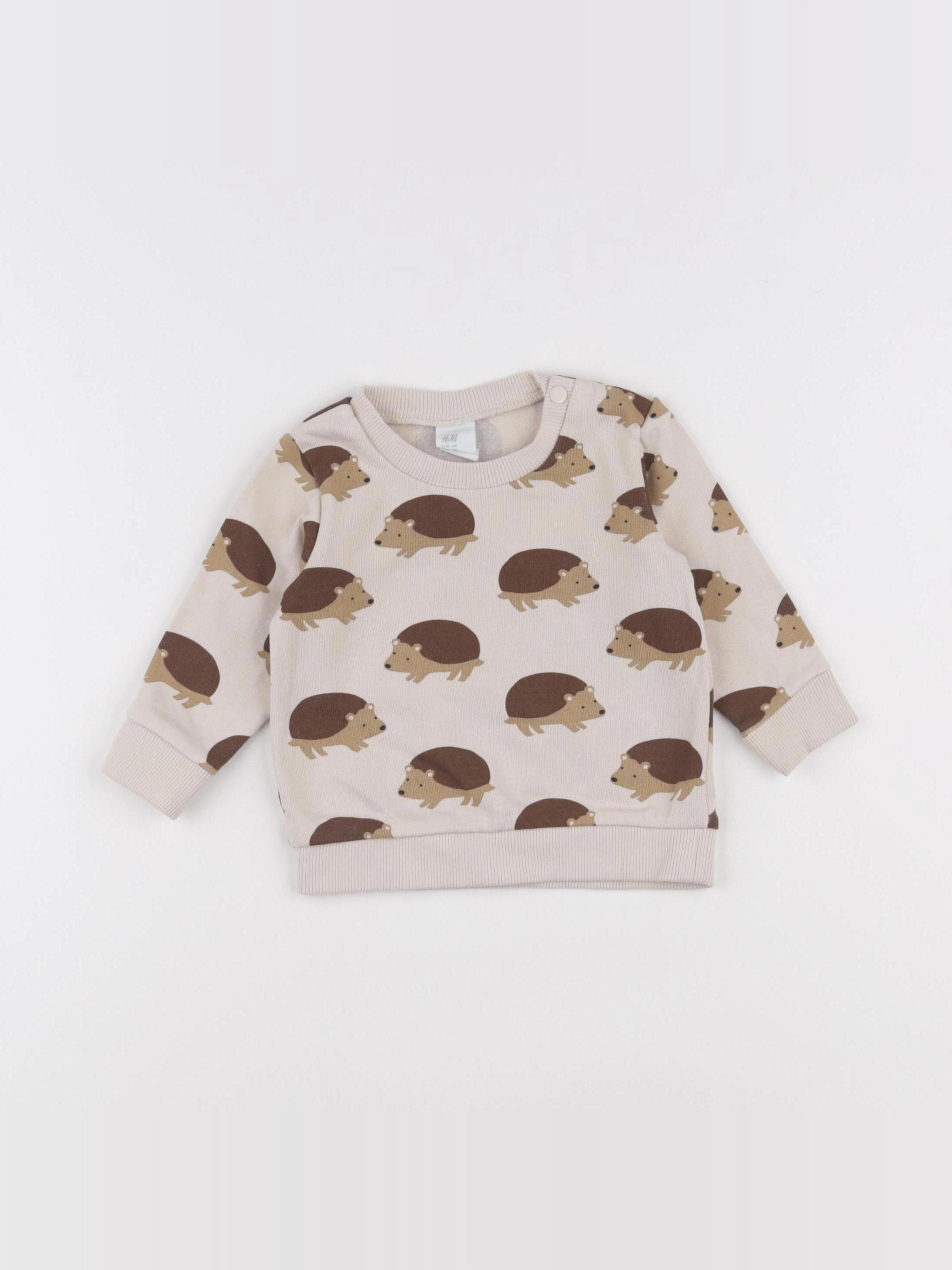 H&M - sweat marron, beige - 6 mois