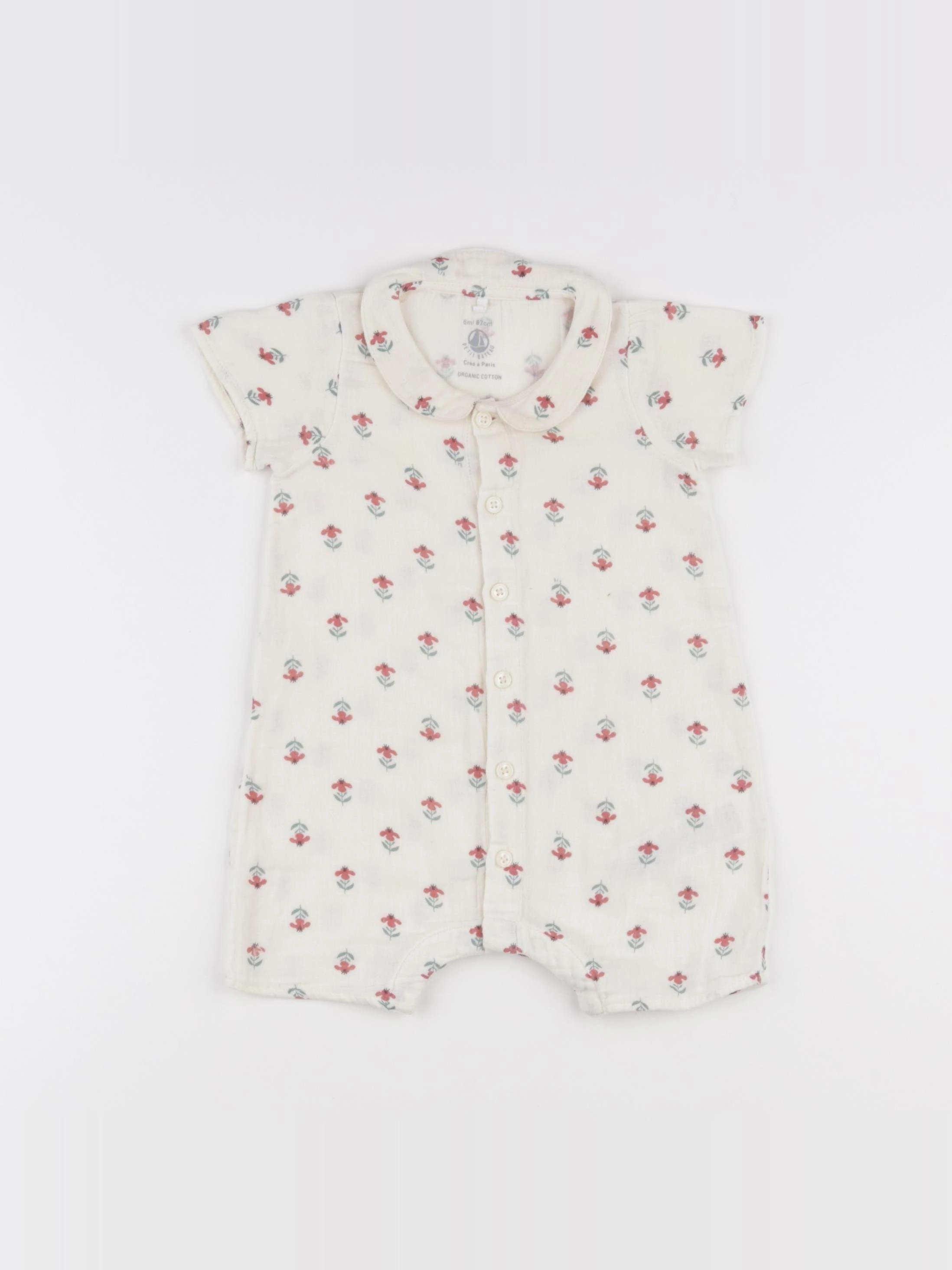 Petit Bateau - combinaison beige, rouge - 6 mois