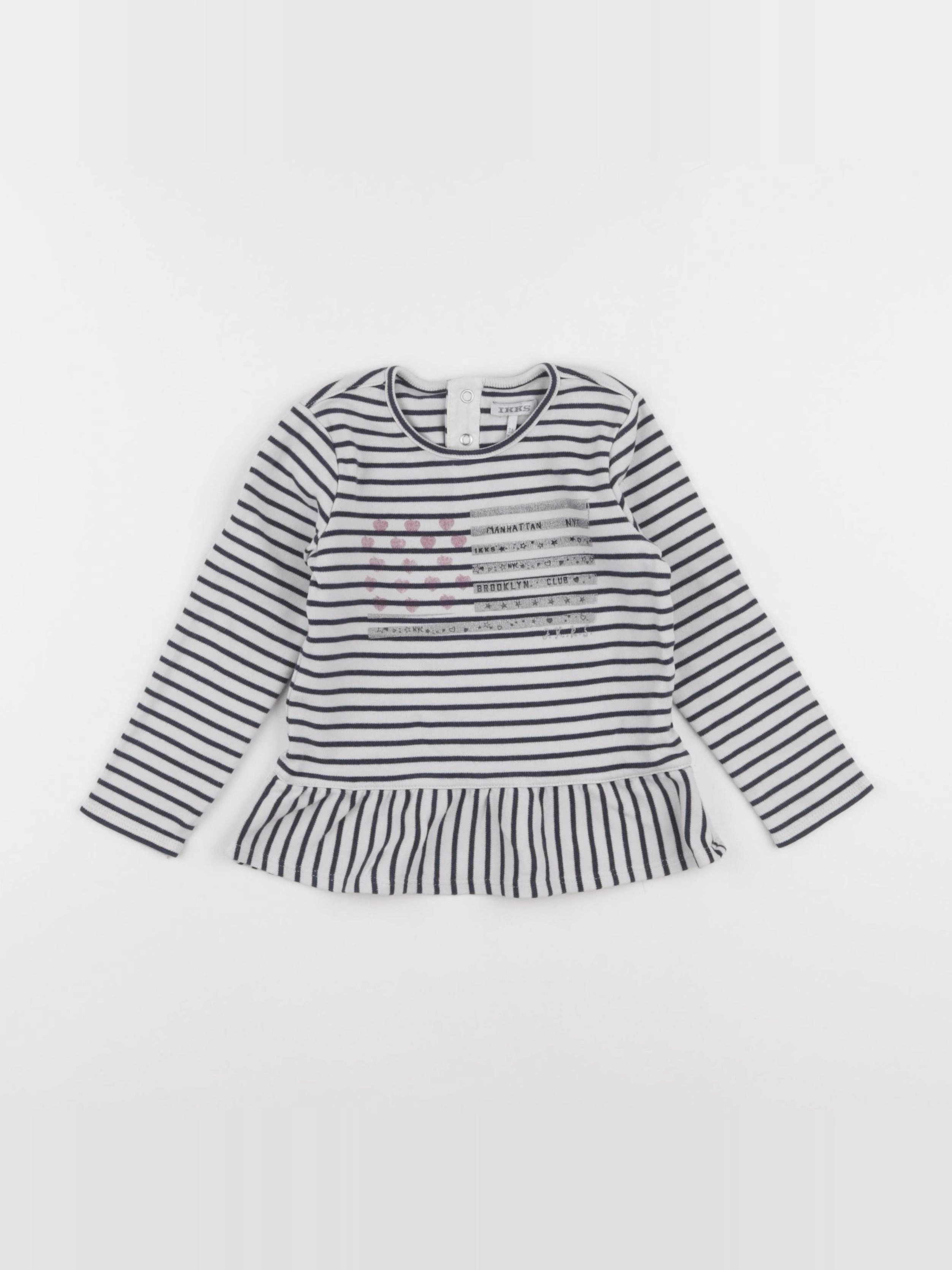 IKKS - sweat bleu, blanc - 3 ans