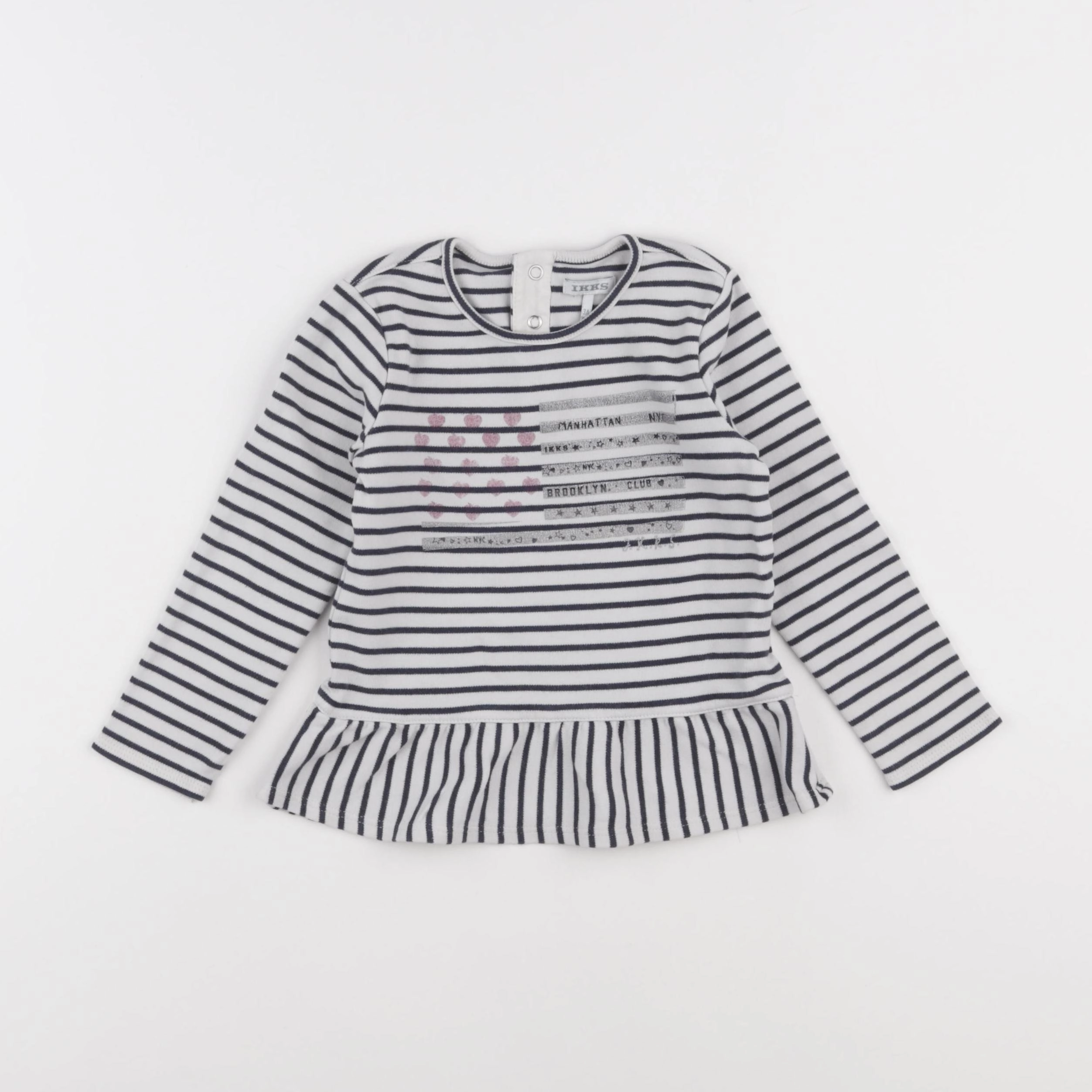 IKKS - sweat bleu, blanc - 3 ans
