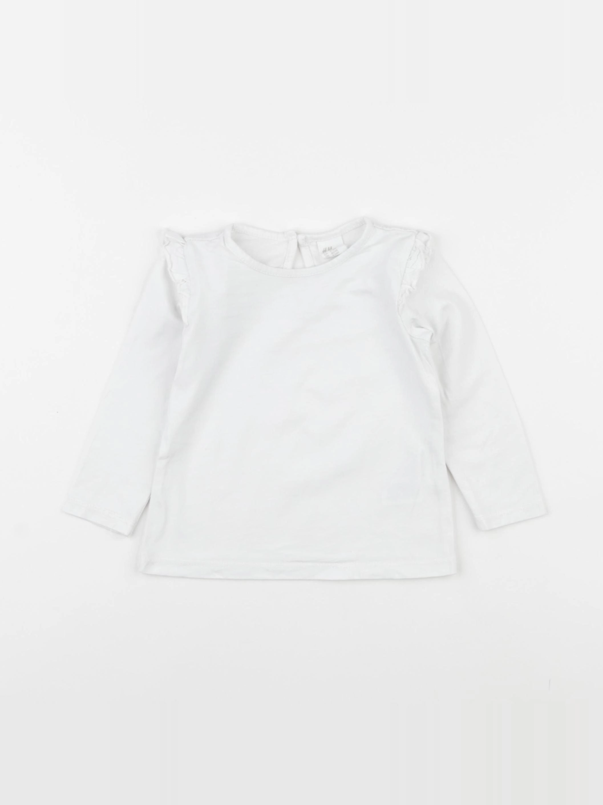 H&M - tee-shirt bleu, blanc - 9/12 mois