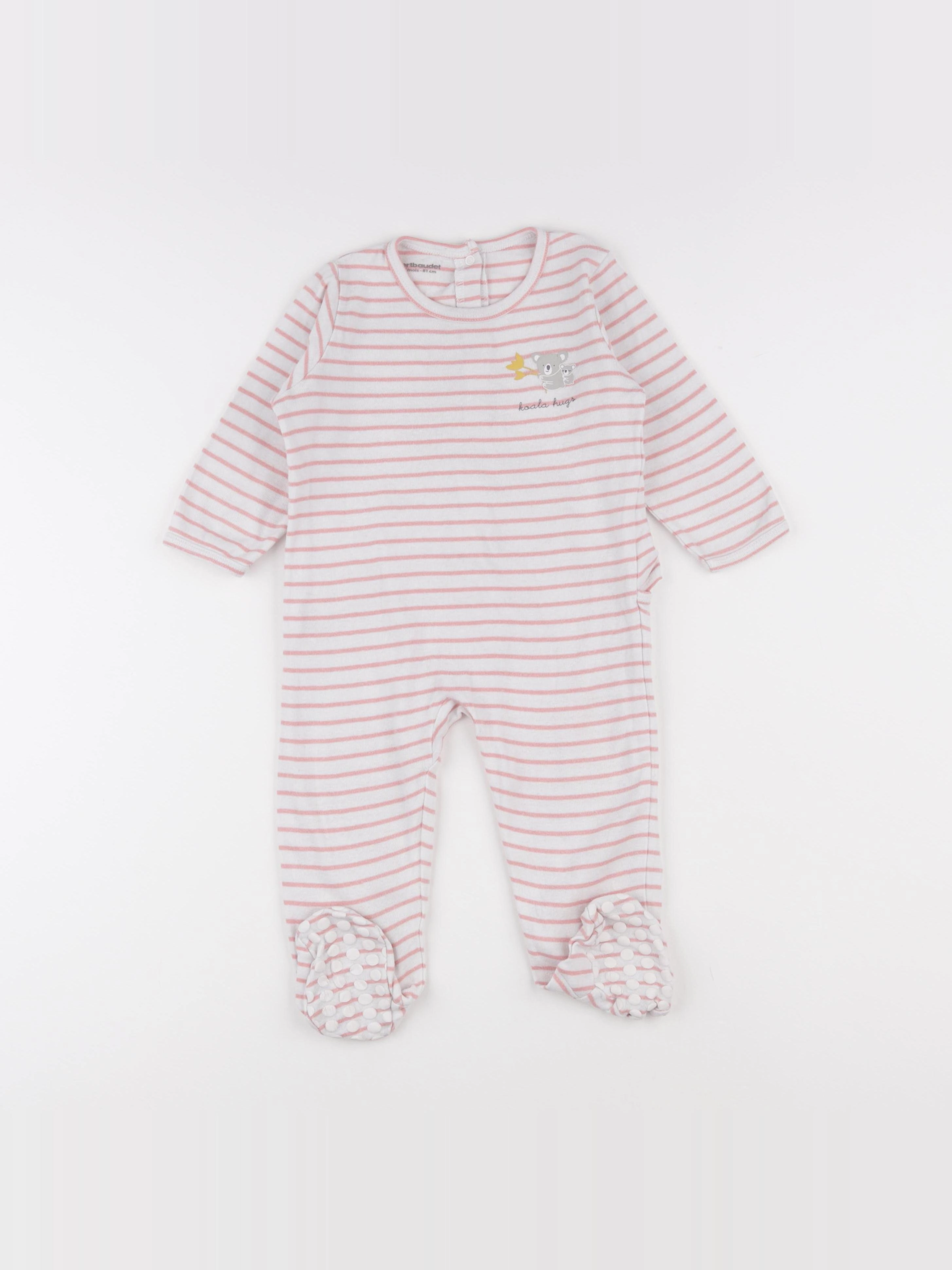Vertbaudet - pyjama coton rose, blanc - 18 mois