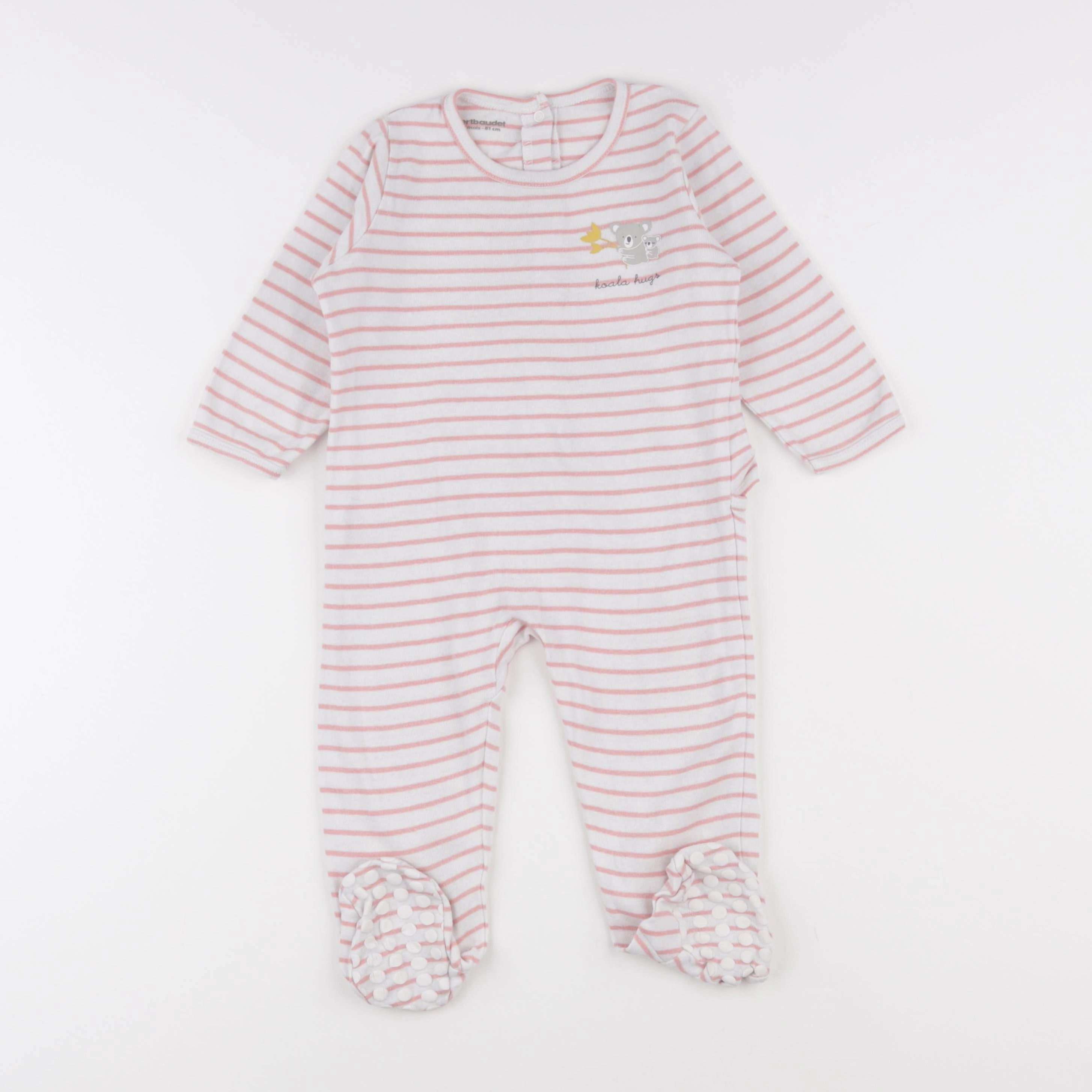 Vertbaudet - pyjama coton rose, blanc - 18 mois