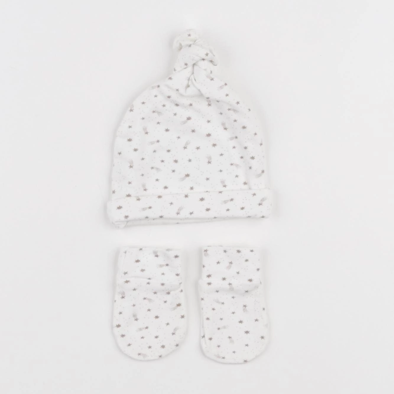 Vertbaudet - ensemble bonnet/moufles gris - 0/1 mois