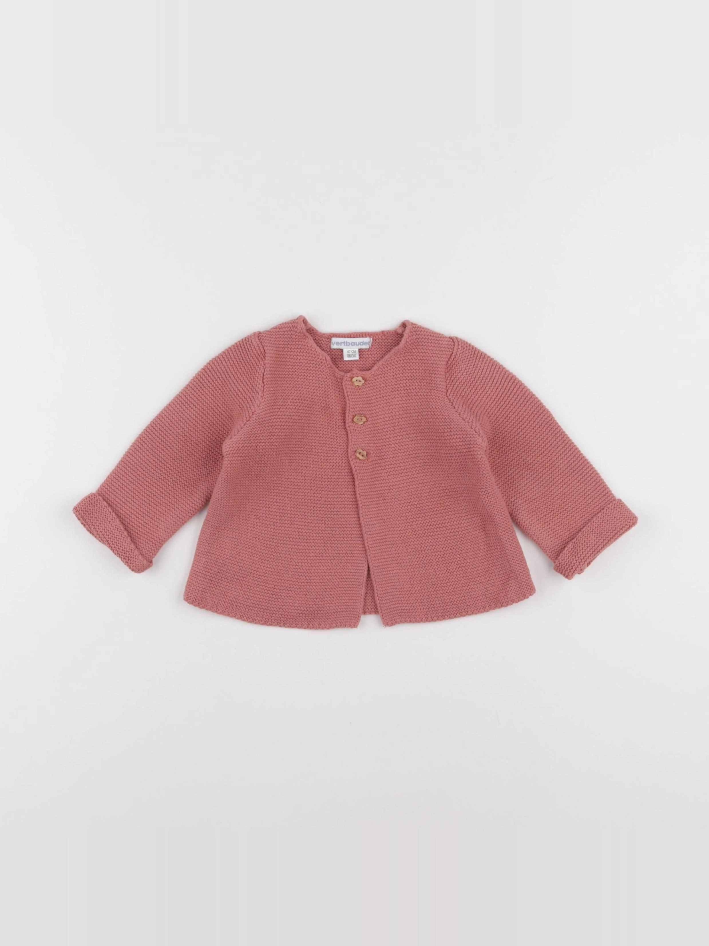 Vertbaudet - gilet rose - 6 mois