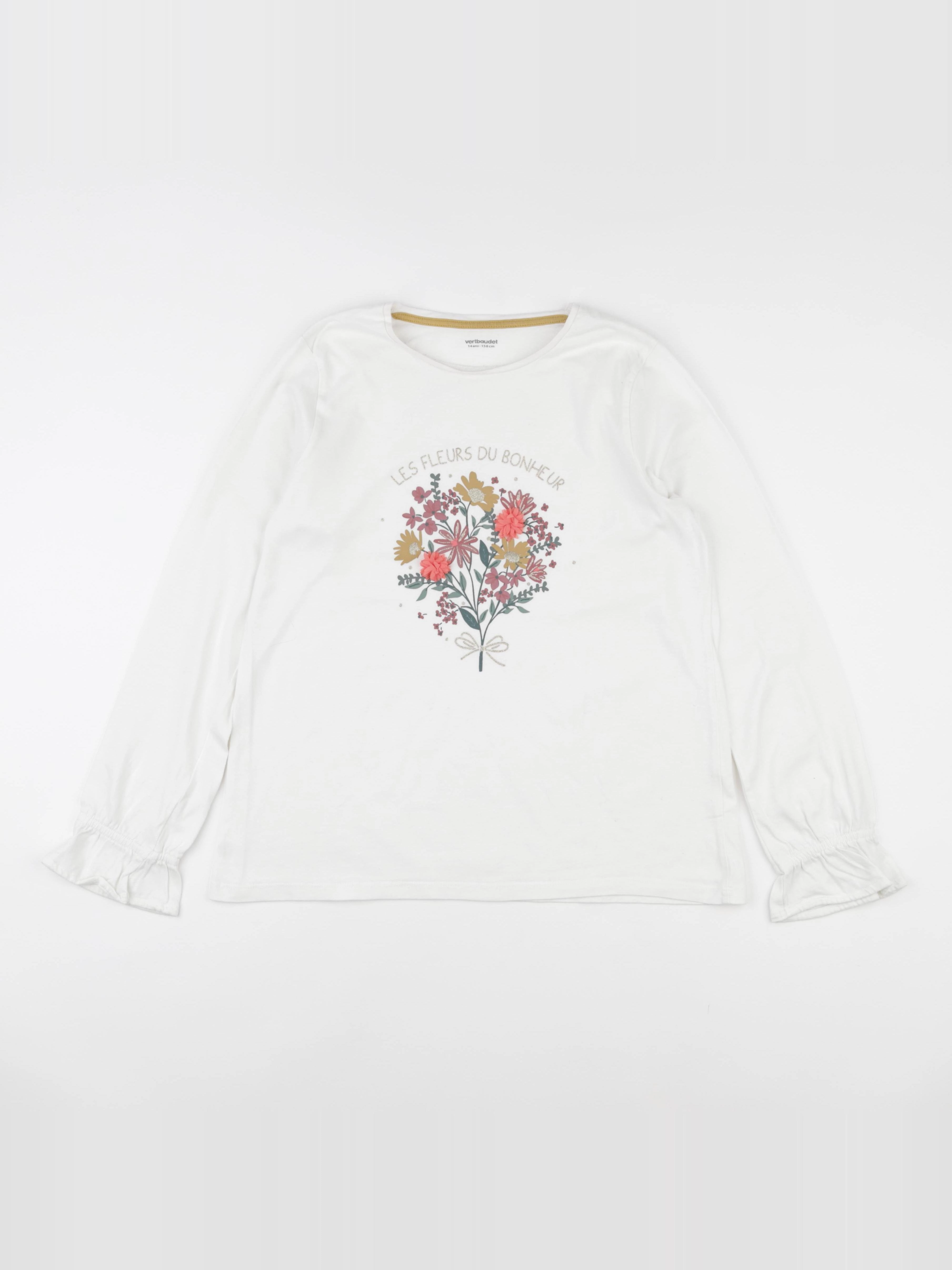 Vertbaudet - tee-shirt blanc - 14 ans