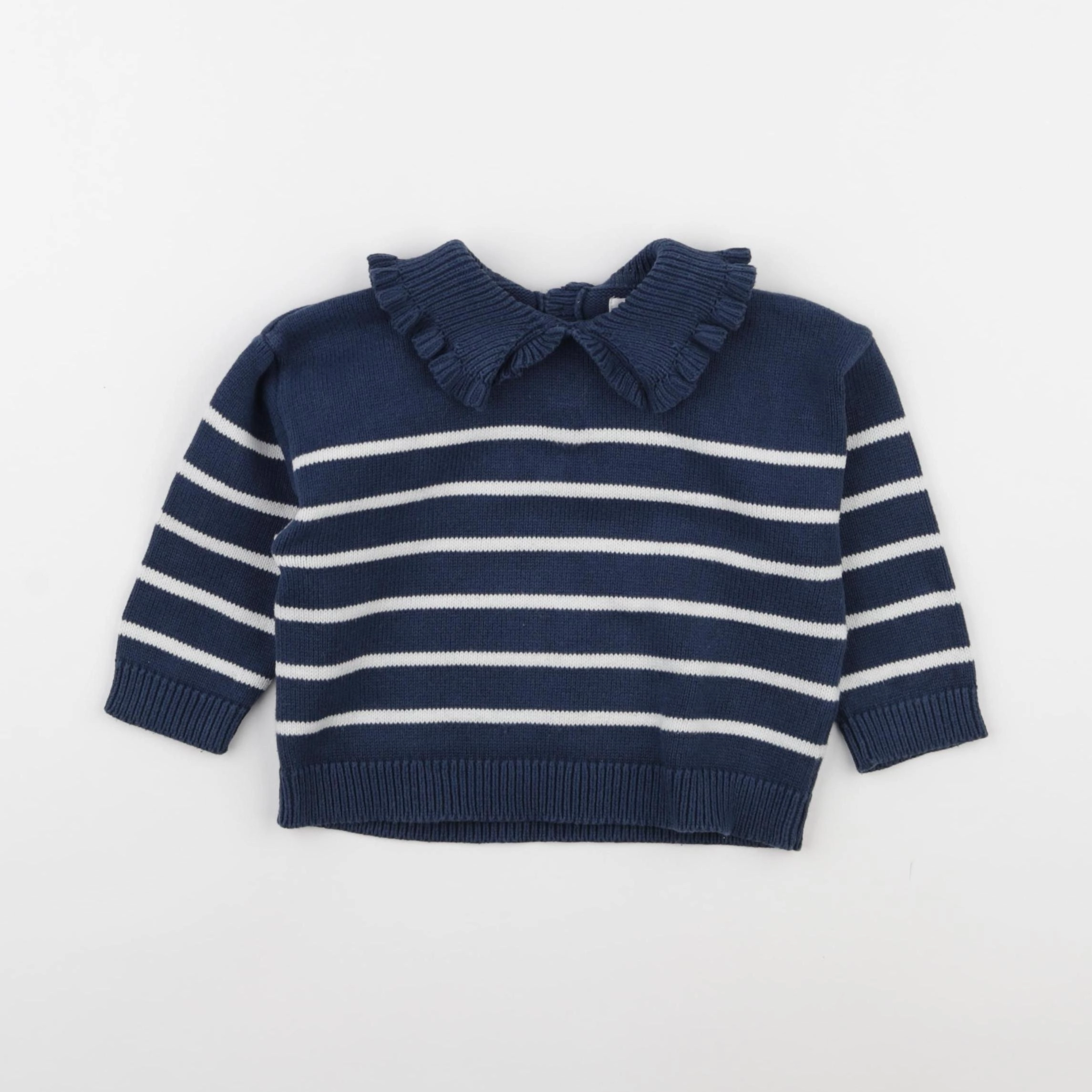 Vertbaudet - pull bleu, blanc - 18 mois