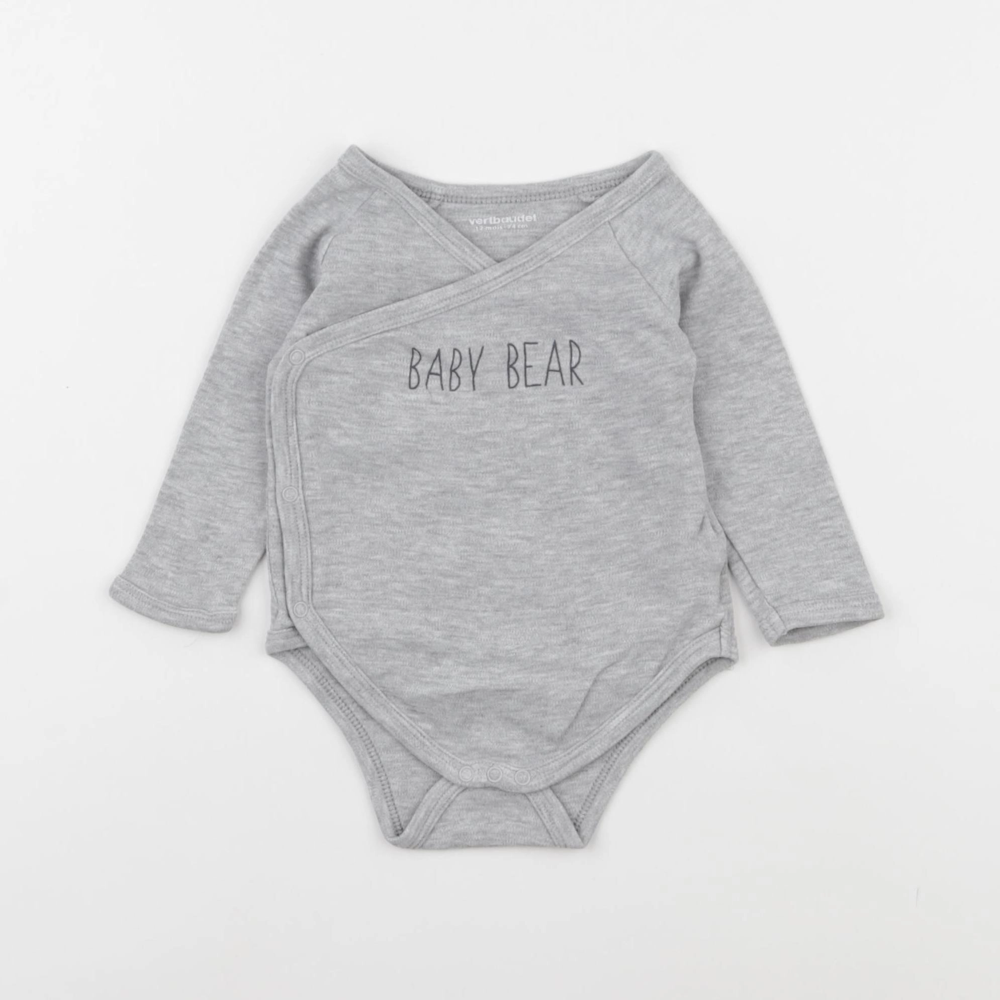 Vertbaudet - body gris - 12 mois