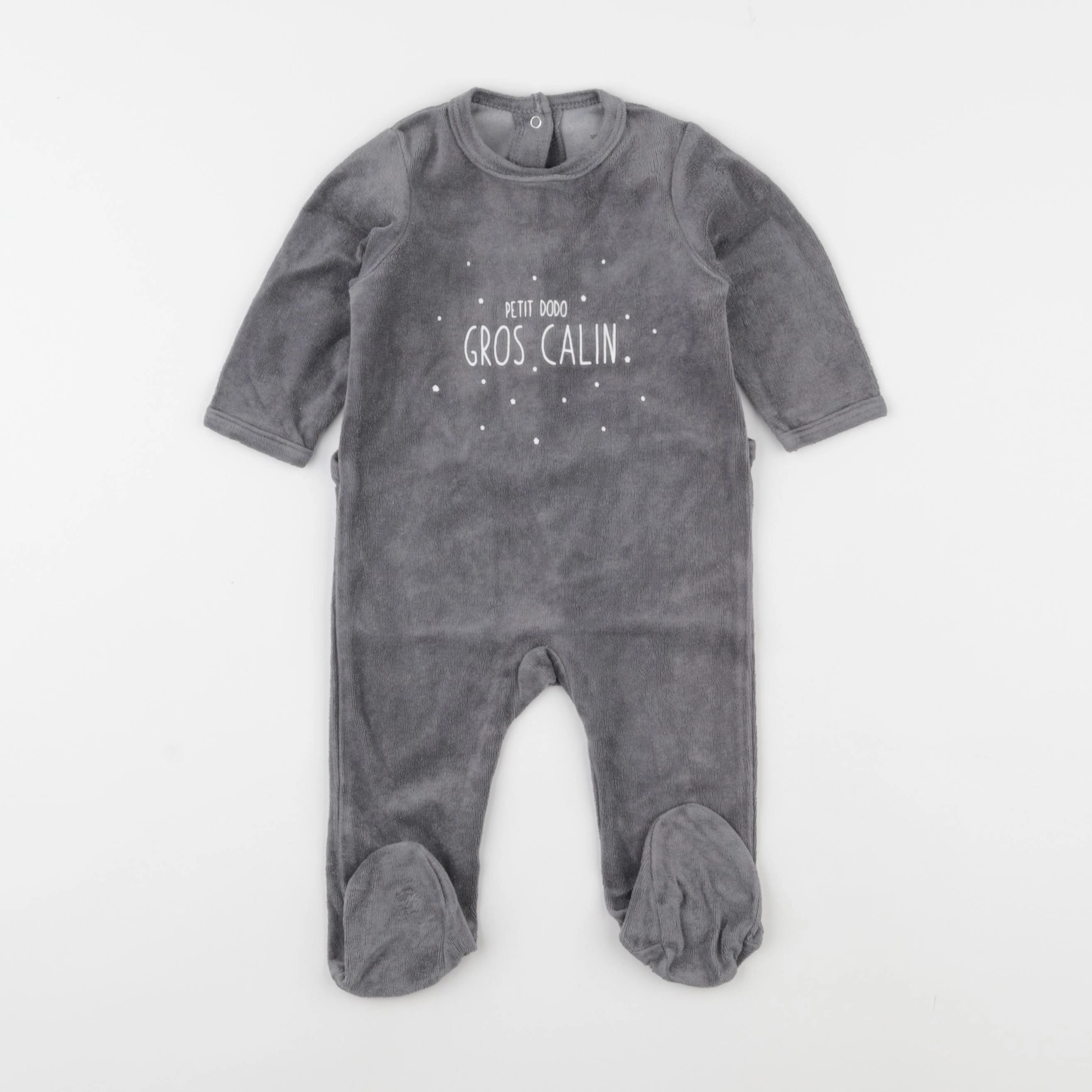 Vertbaudet - pyjama velours gris - 6 mois