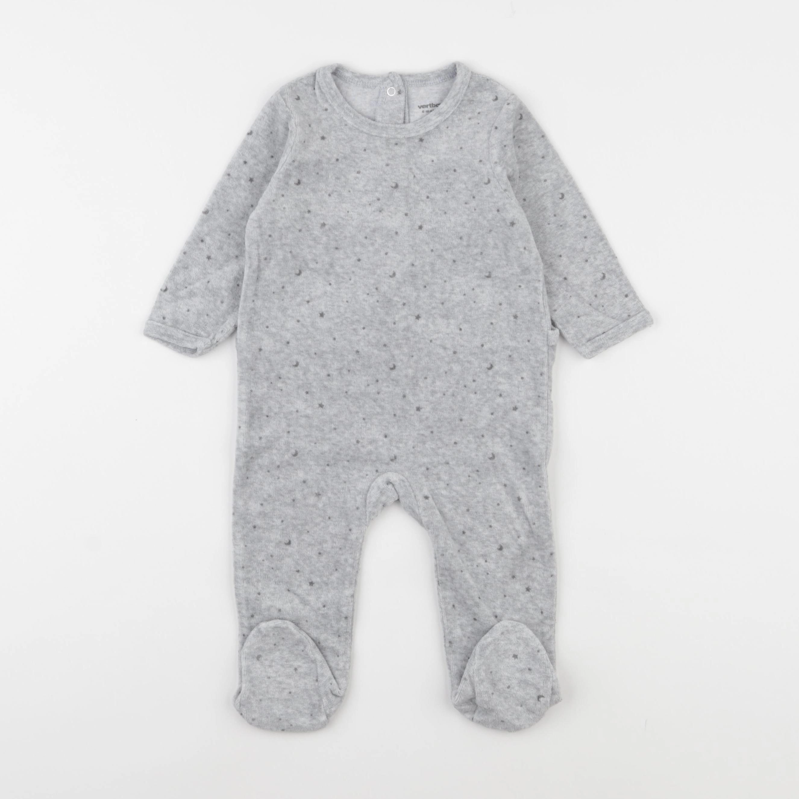 Vertbaudet - pyjama velours gris - 6 mois