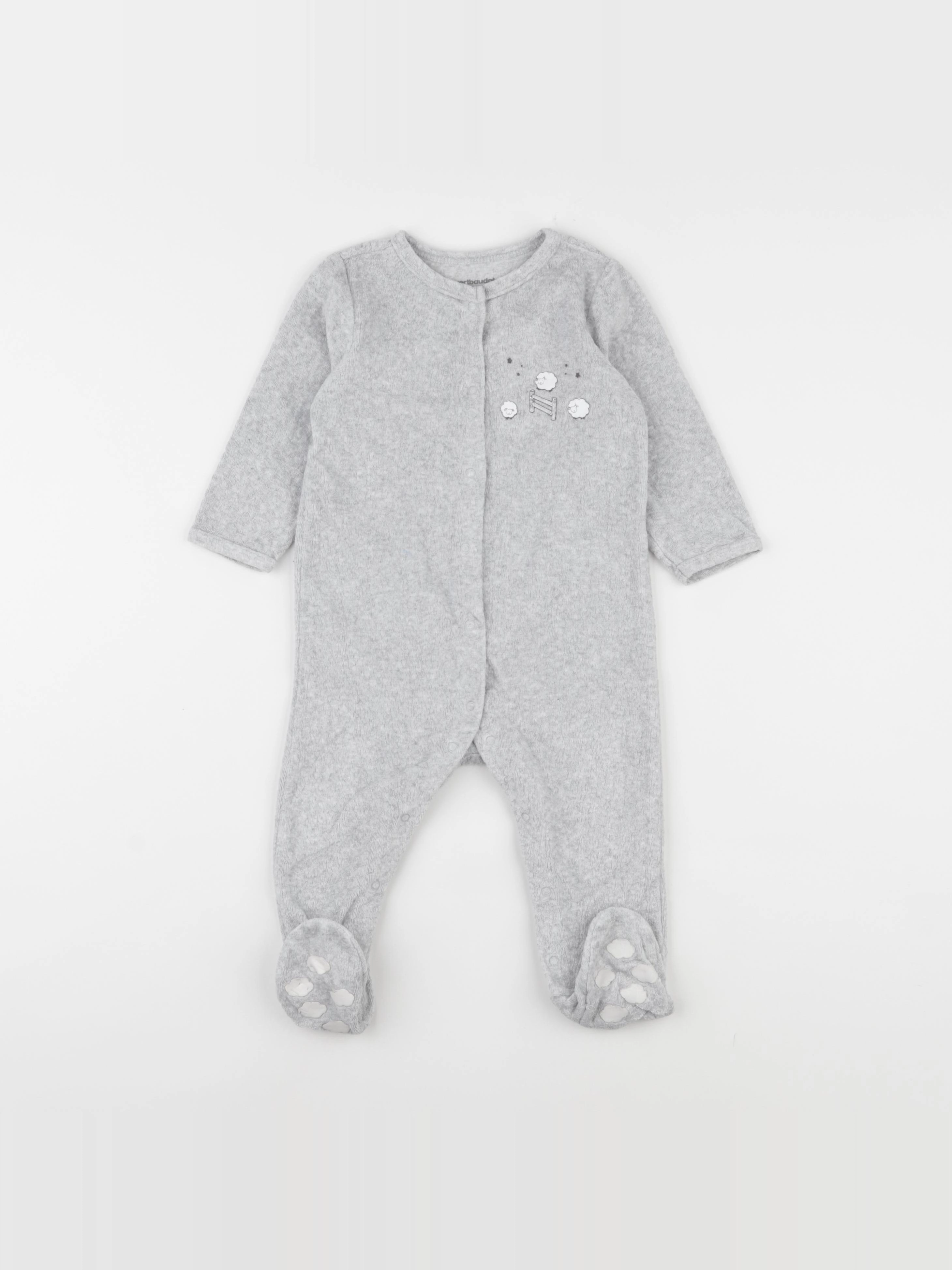 Vertbaudet - pyjama velours gris - 12 mois