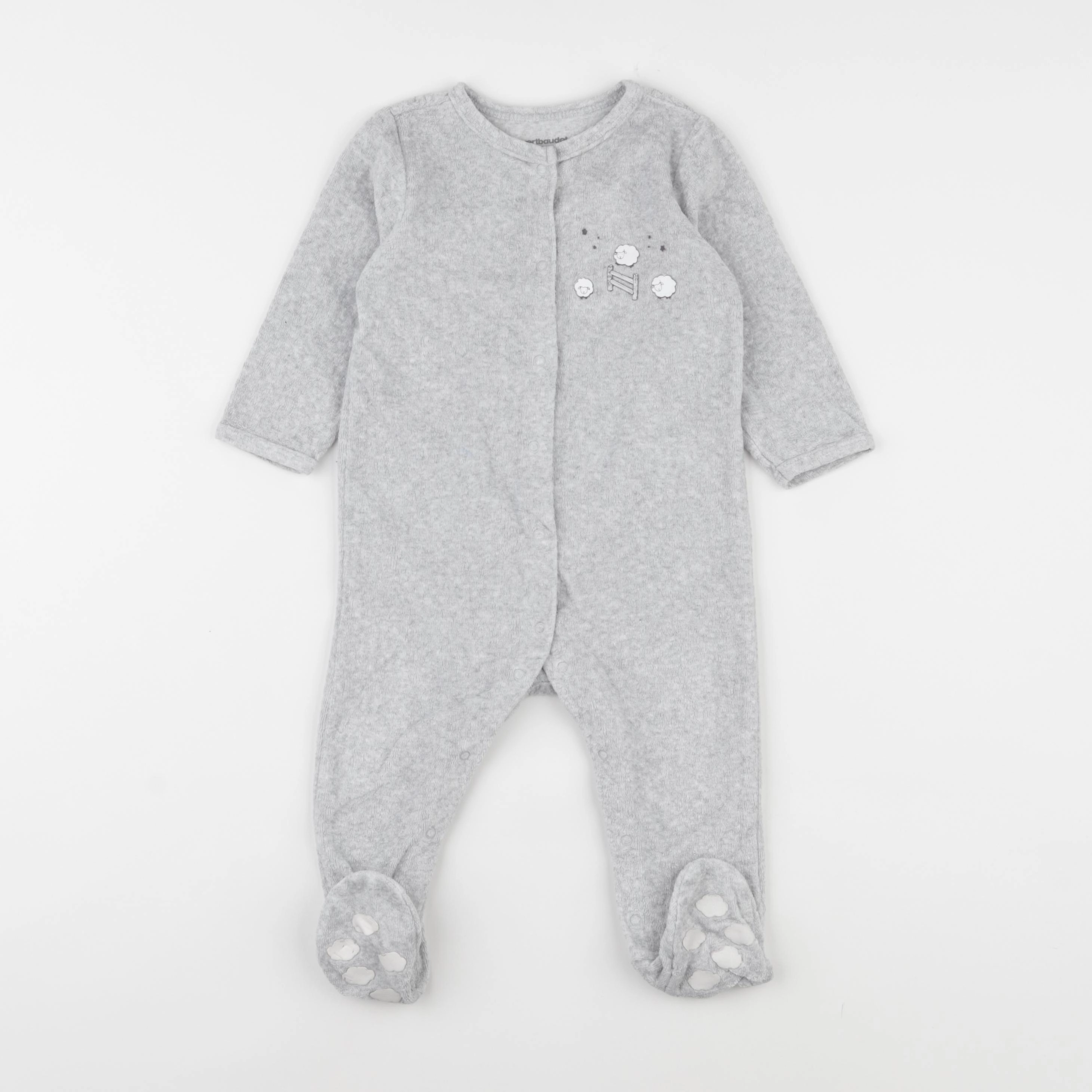 Vertbaudet - pyjama velours gris - 12 mois