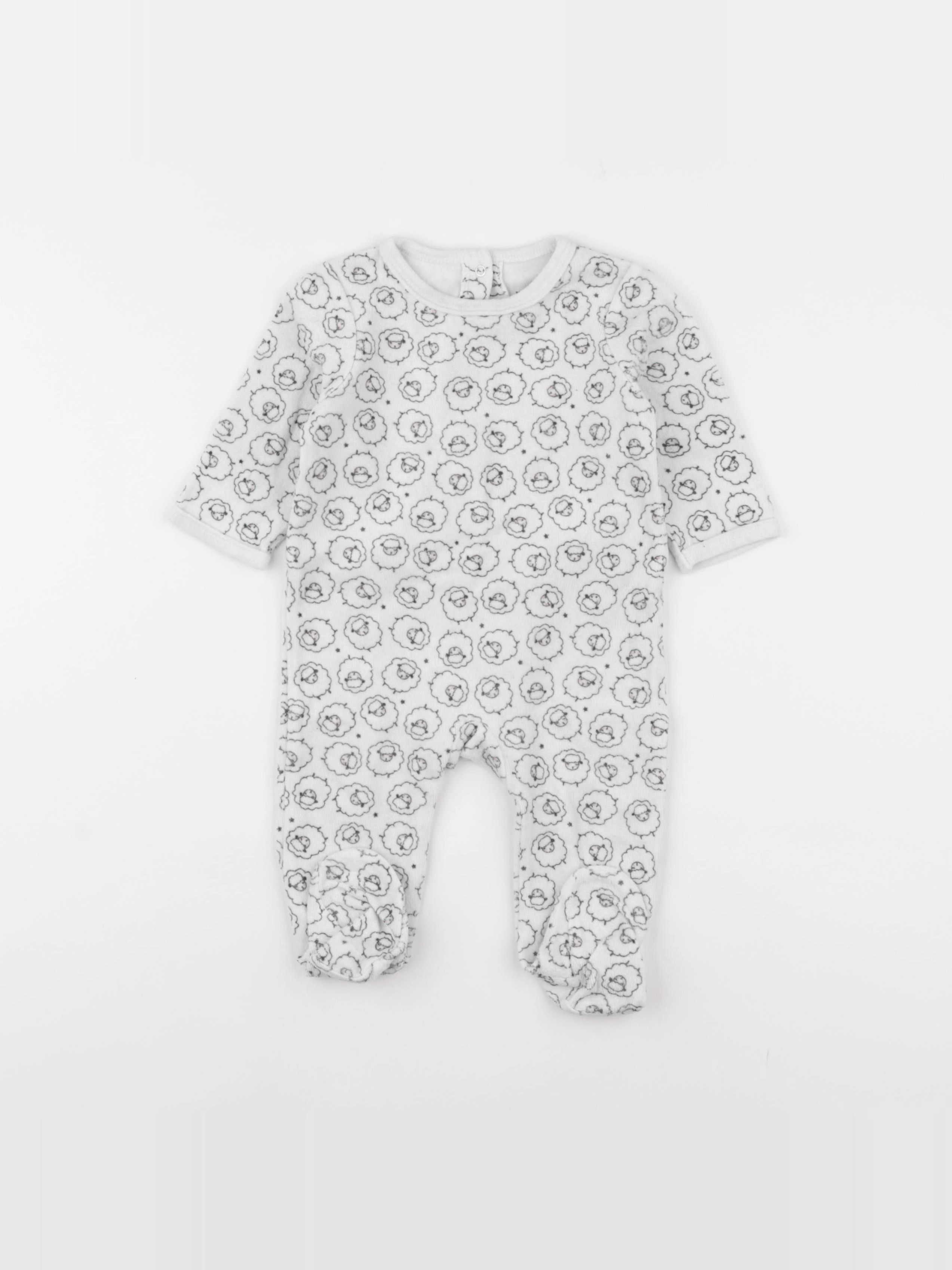 Vertbaudet - pyjama velours blanc - 6 mois
