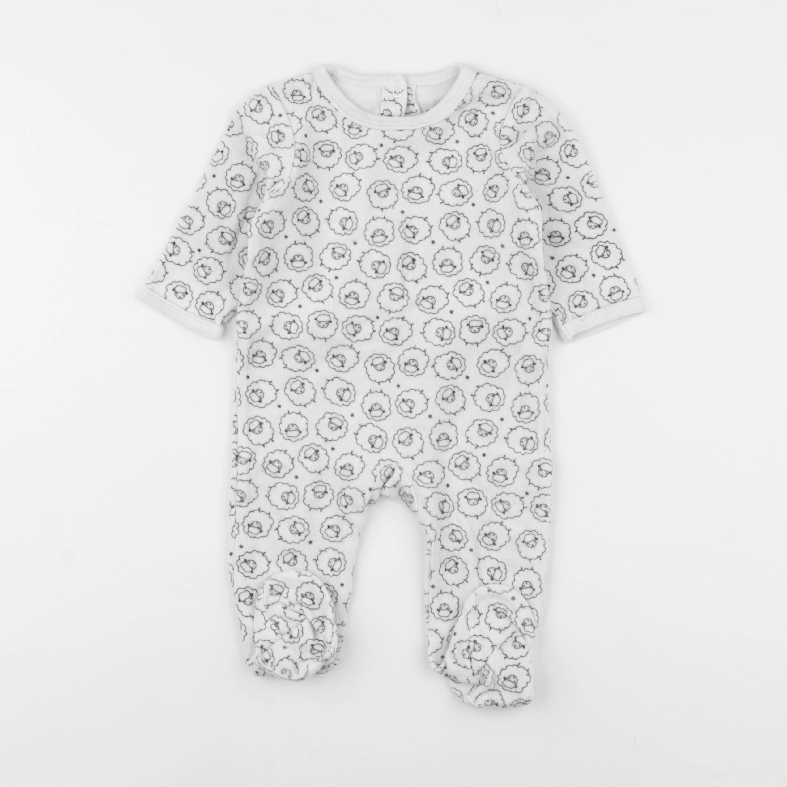 Vertbaudet - pyjama velours blanc - 6 mois