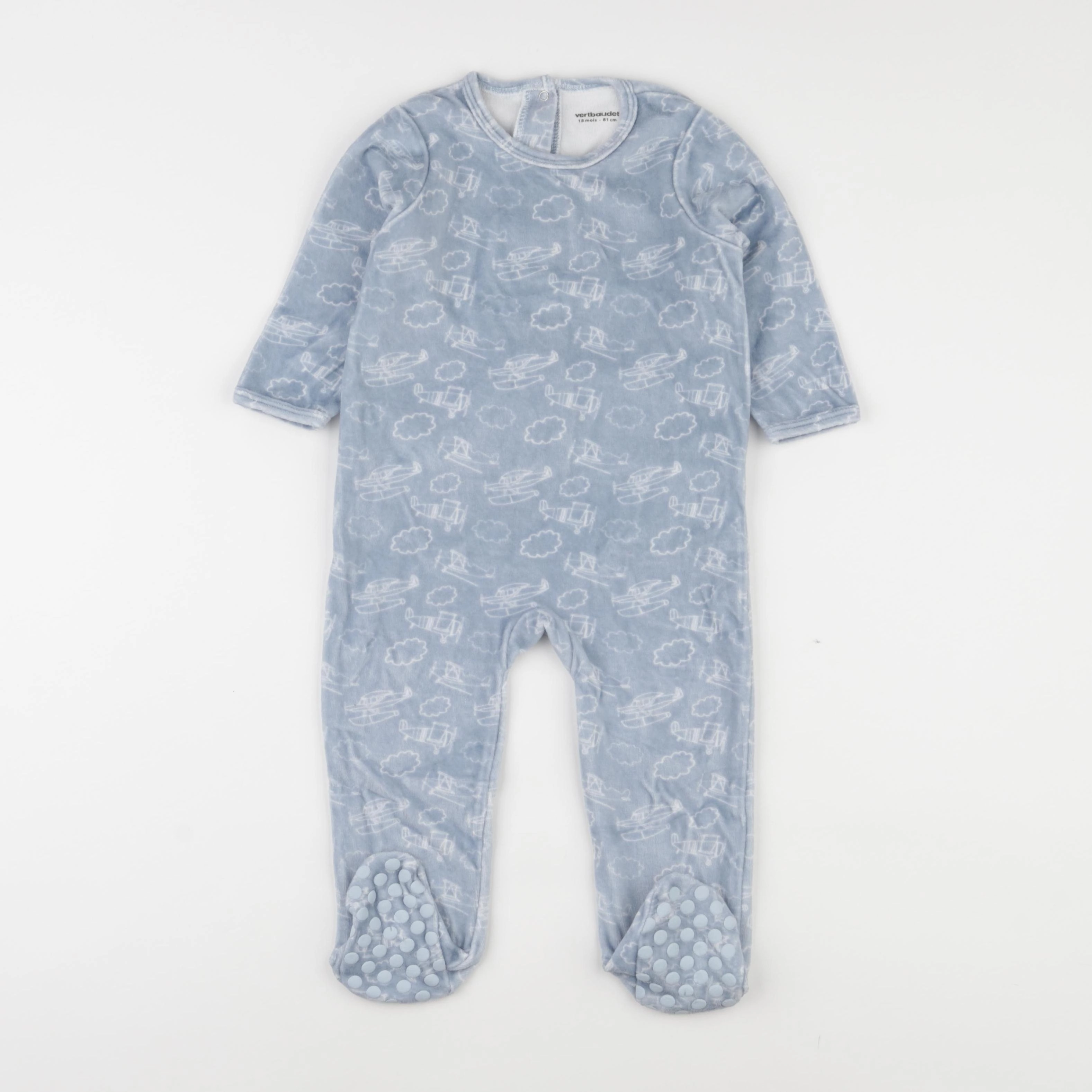Vertbaudet - pyjama velours bleu - 18 mois