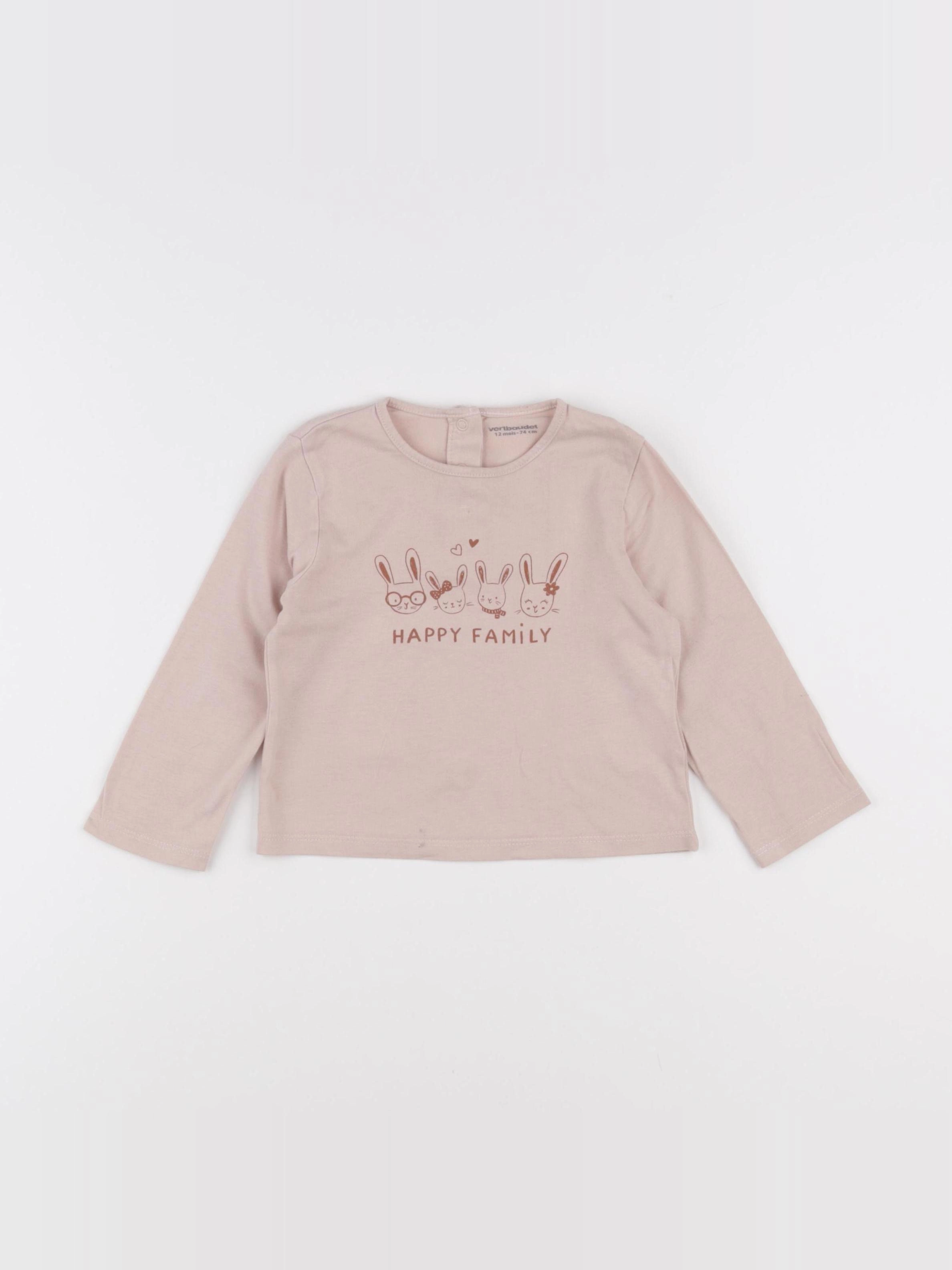 Vertbaudet - tee-shirt rose - 12 mois