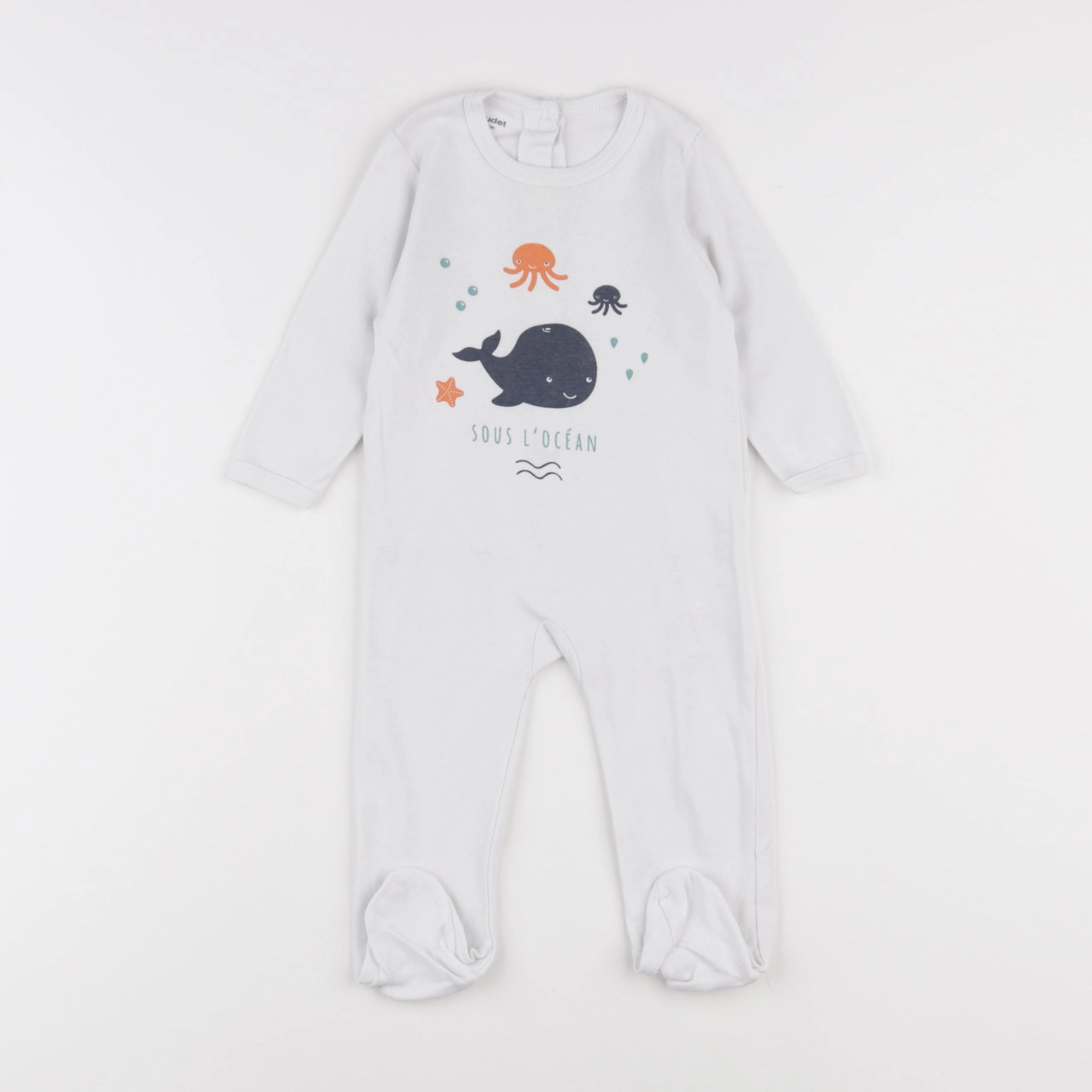 Vertbaudet - pyjama coton blanc - 9 mois