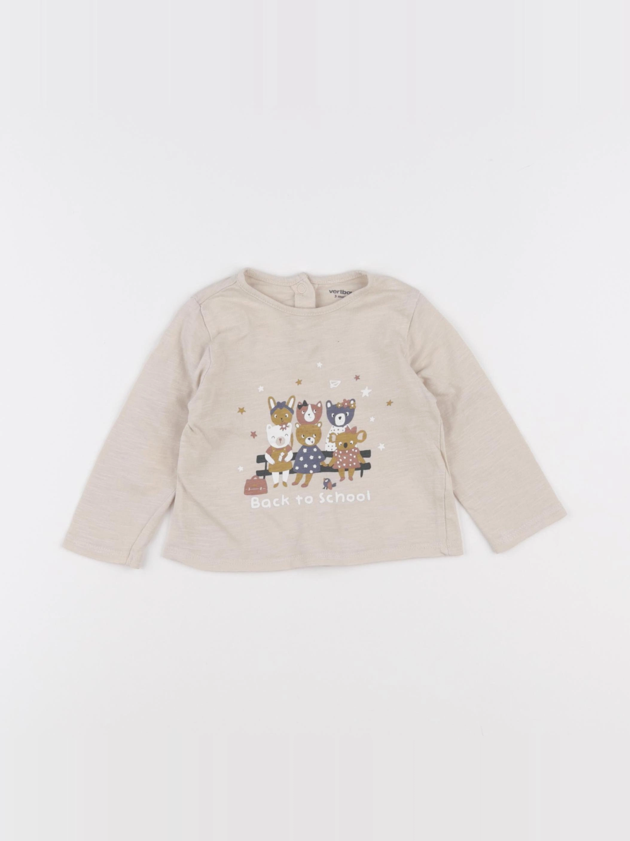 Vertbaudet - tee-shirt beige - 3 mois