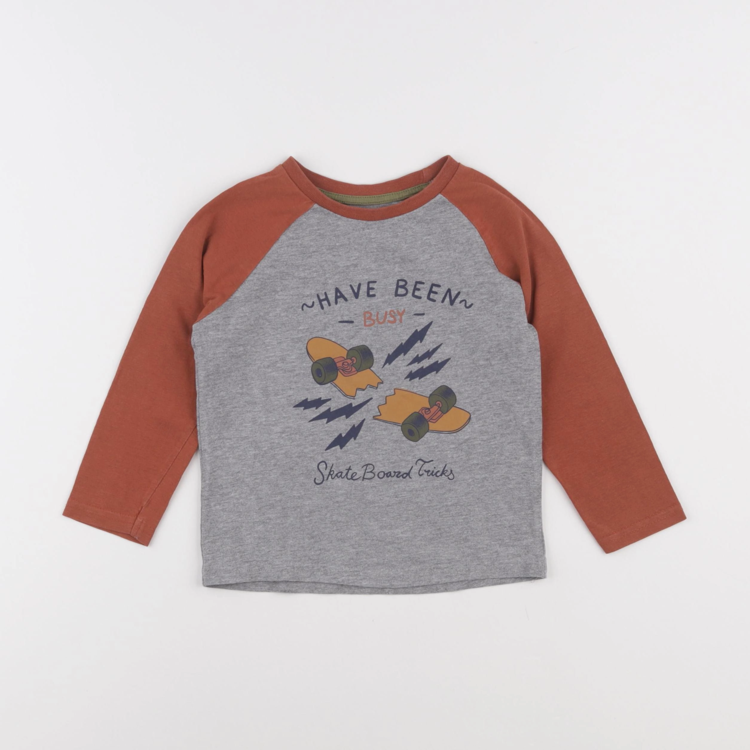 Vertbaudet - tee-shirt gris, marron - 3 ans