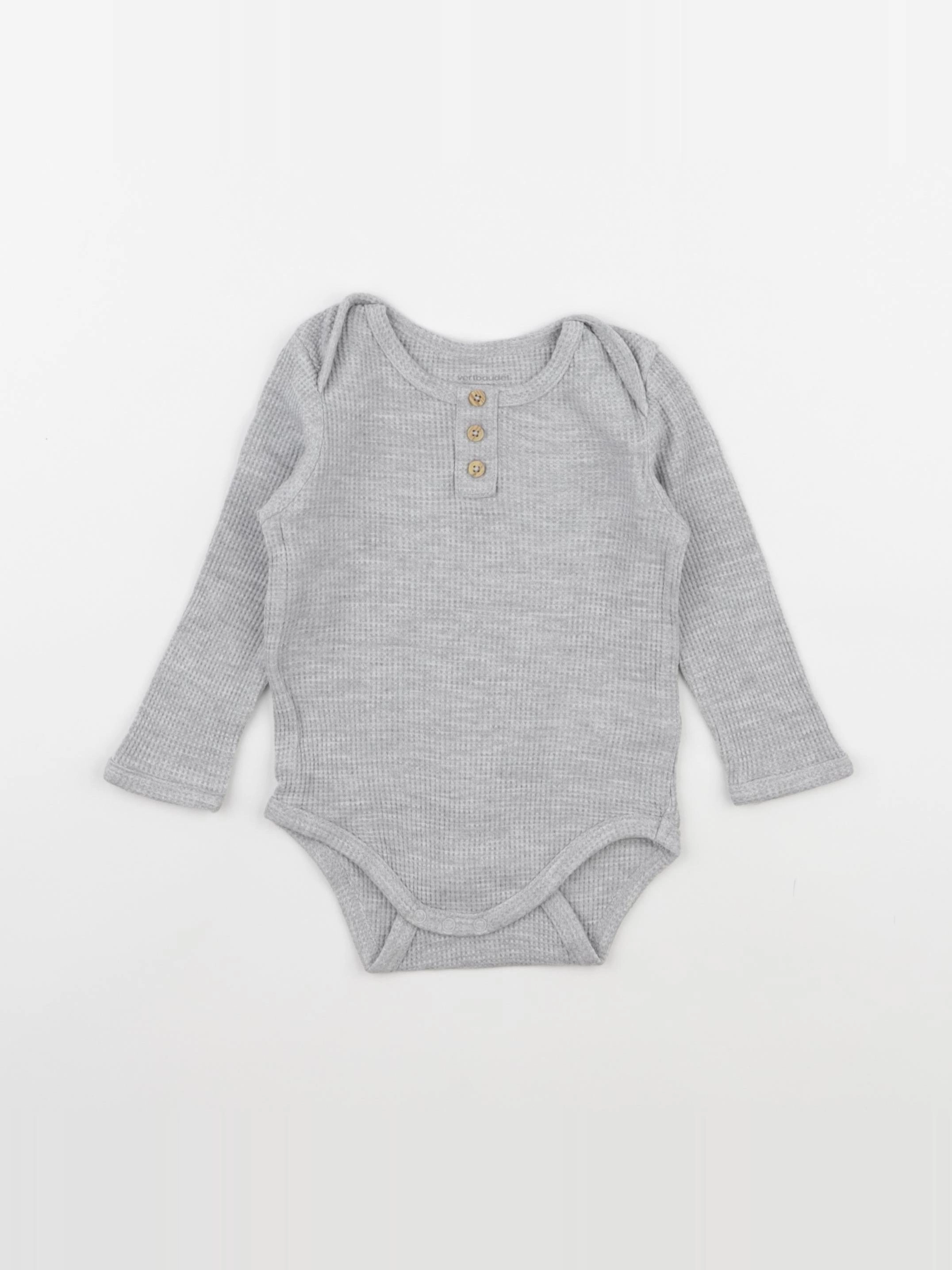 Vertbaudet - body tee-shirt gris - 12 mois