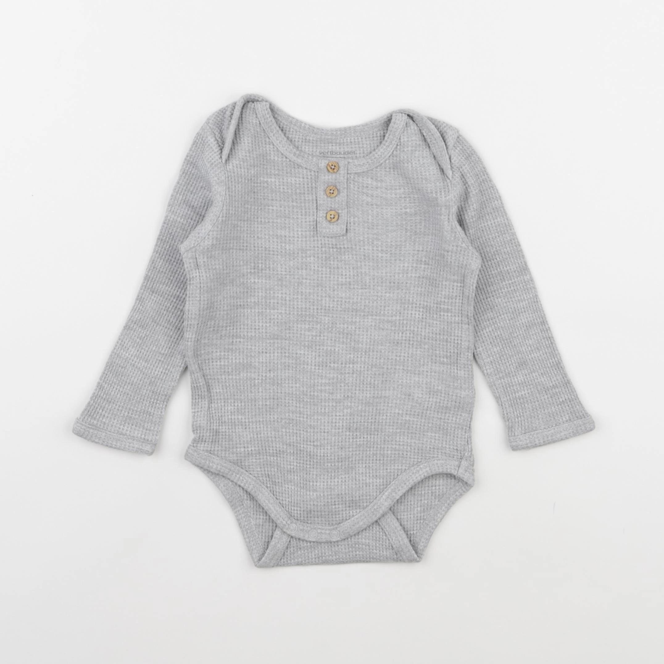 Vertbaudet - body tee-shirt gris - 12 mois