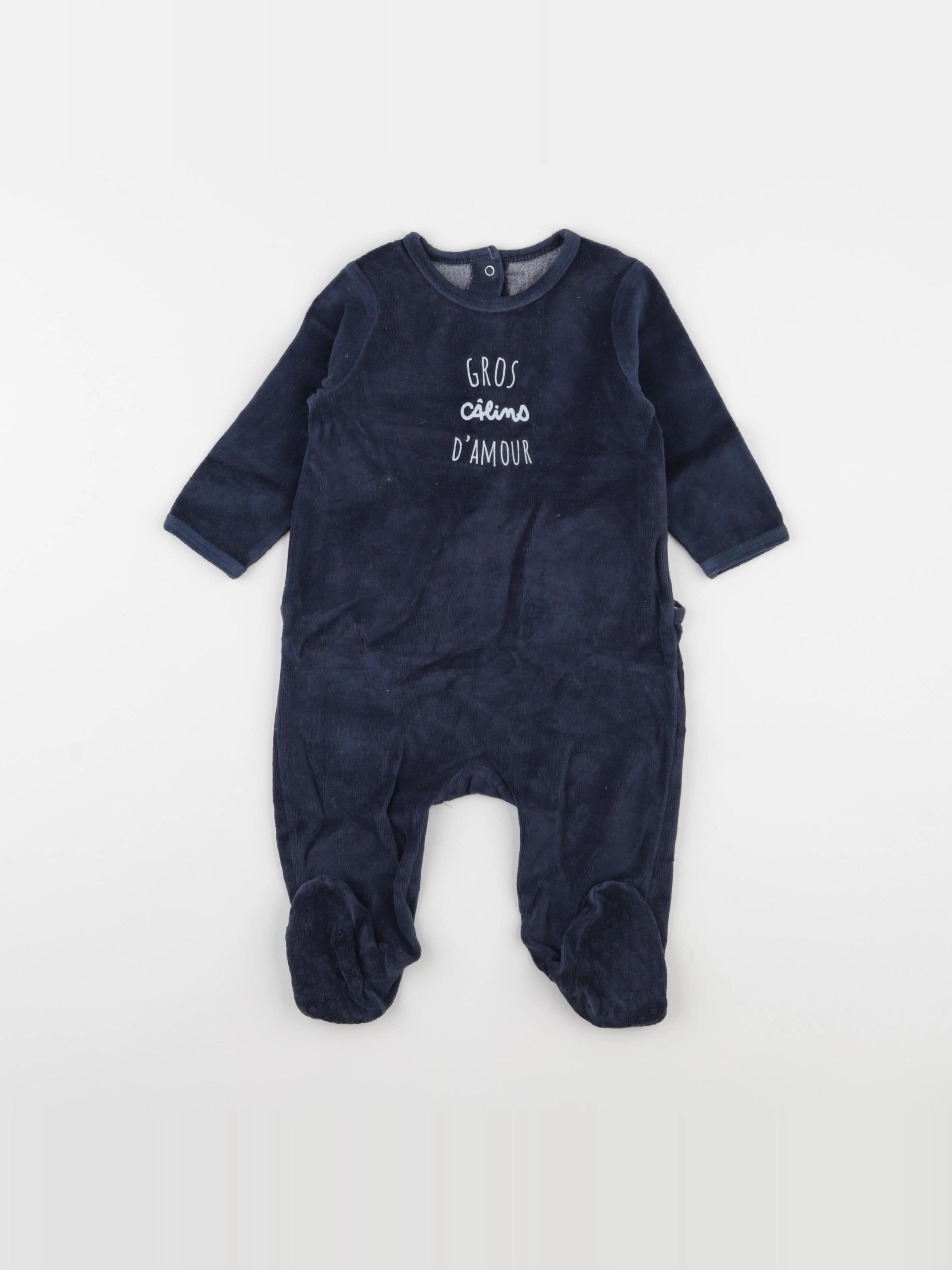 Vertbaudet - pyjama velours bleu - 12 mois