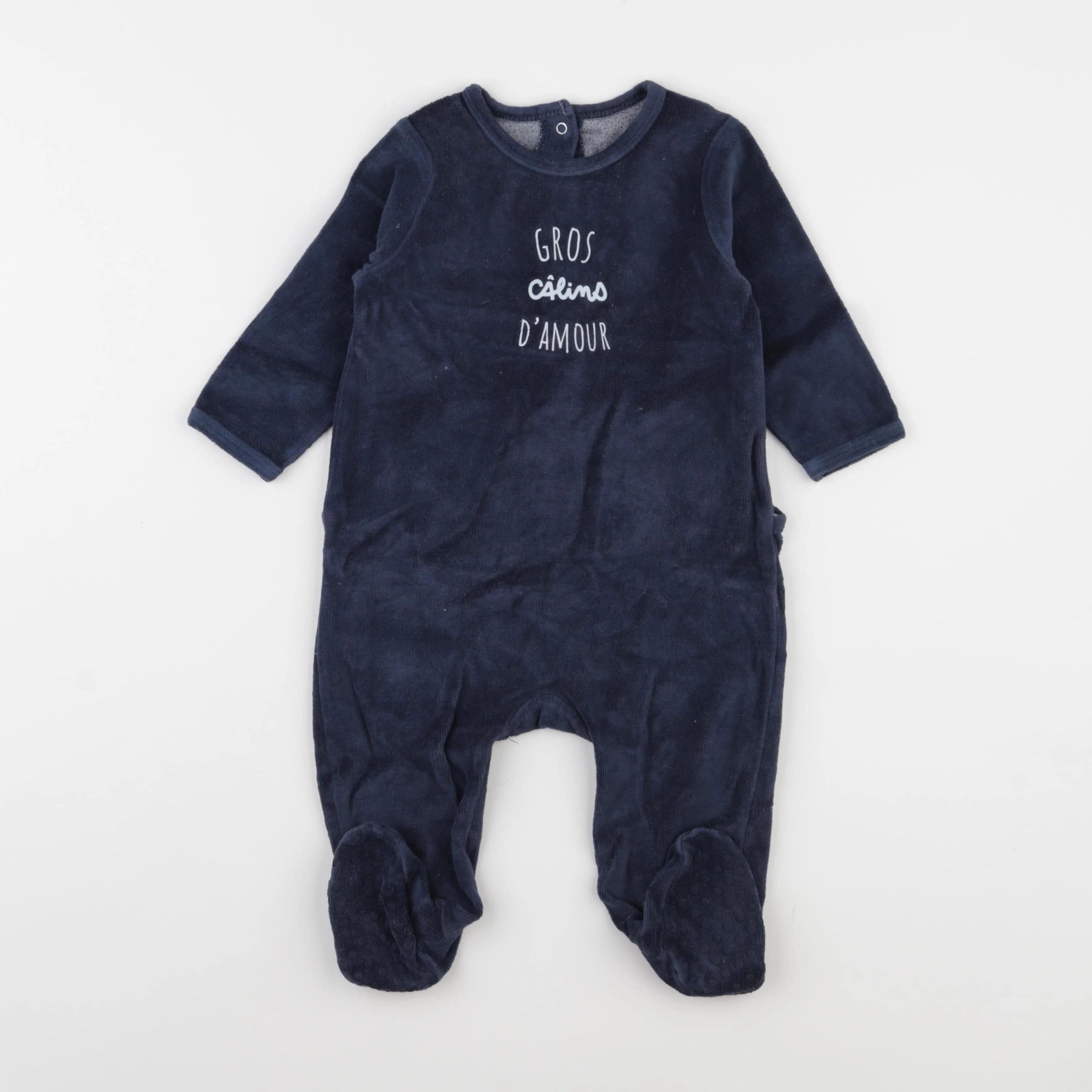 Vertbaudet - pyjama velours bleu - 12 mois