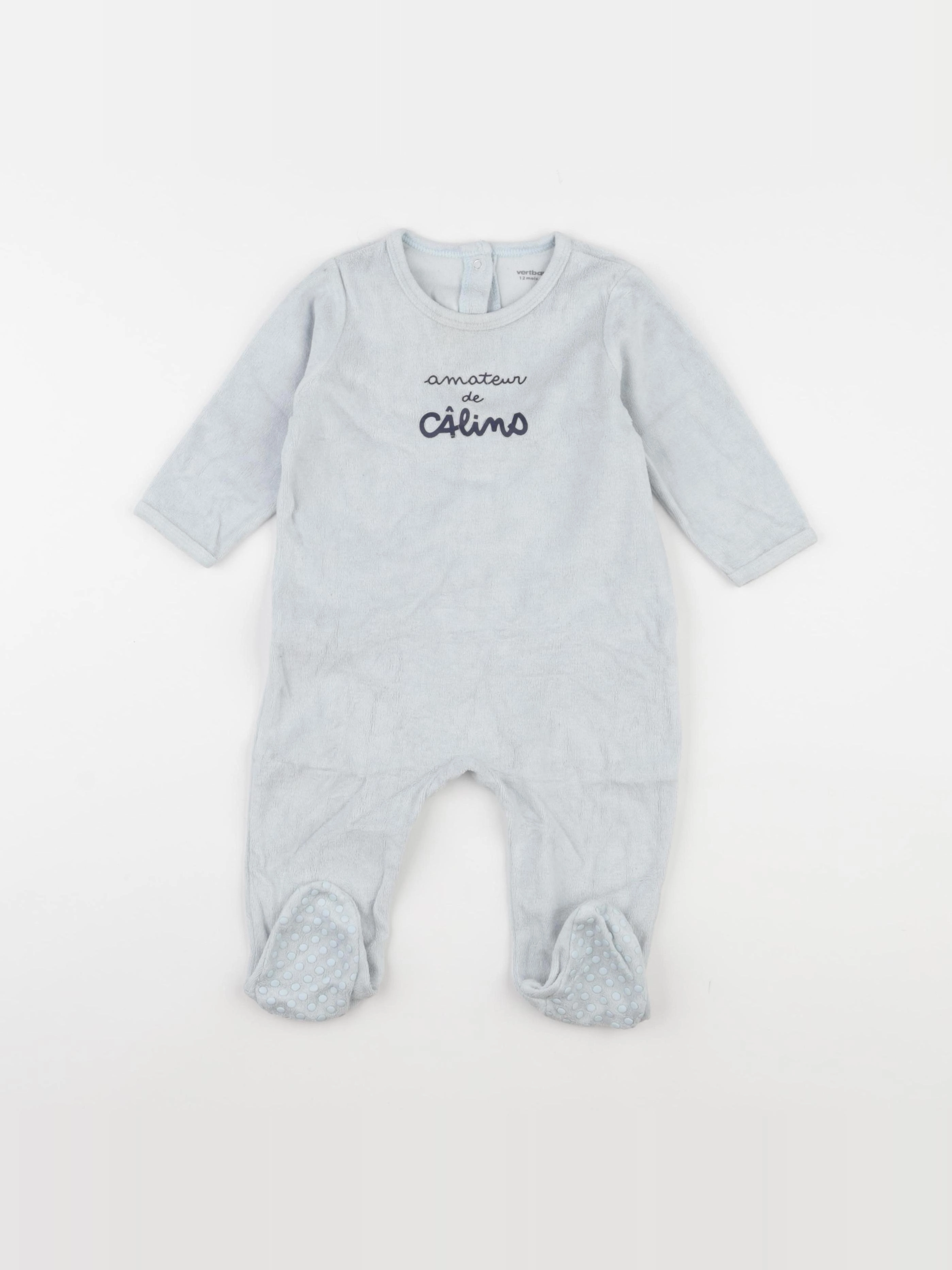 Vertbaudet - pyjama velours bleu - 12 mois