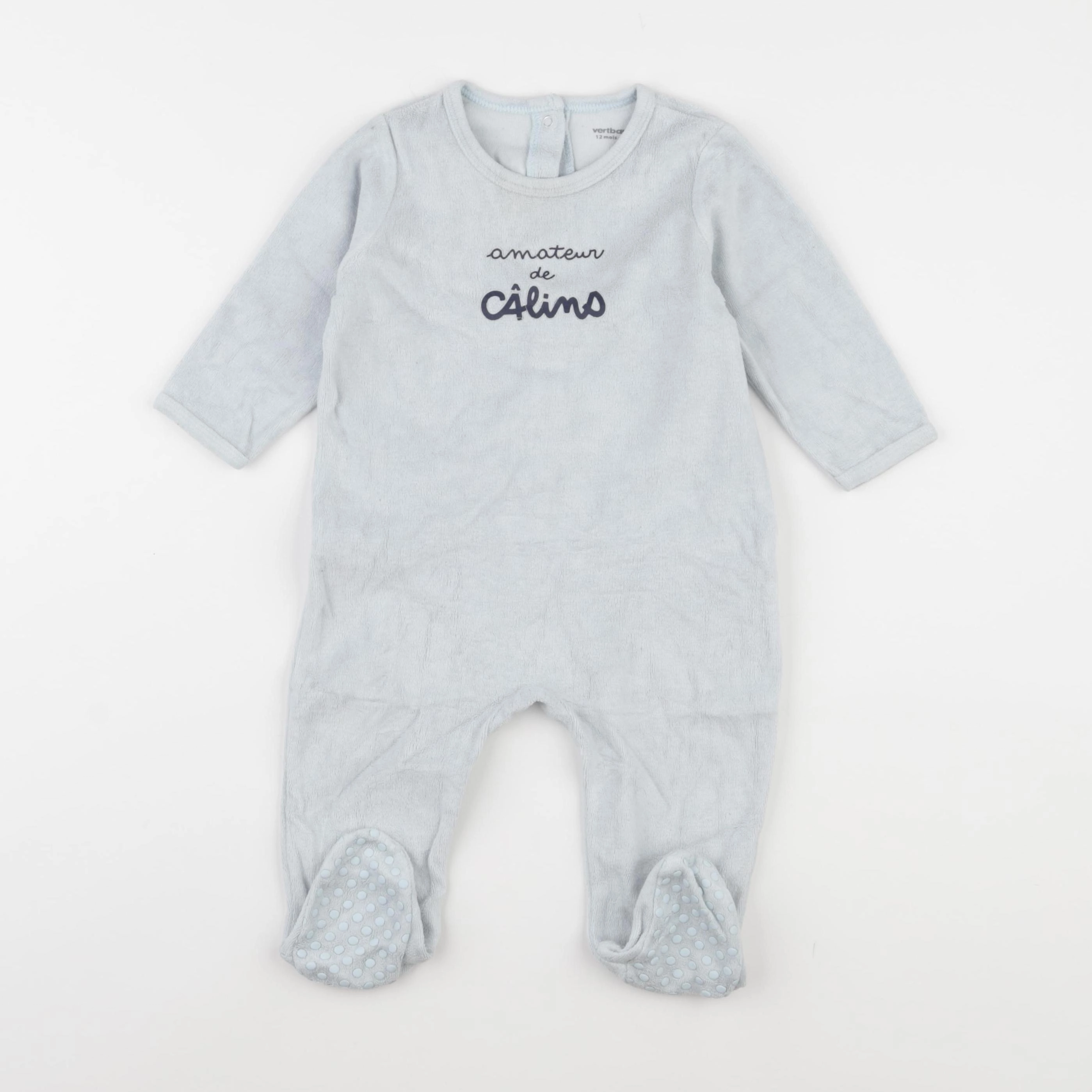 Vertbaudet - pyjama velours bleu - 12 mois