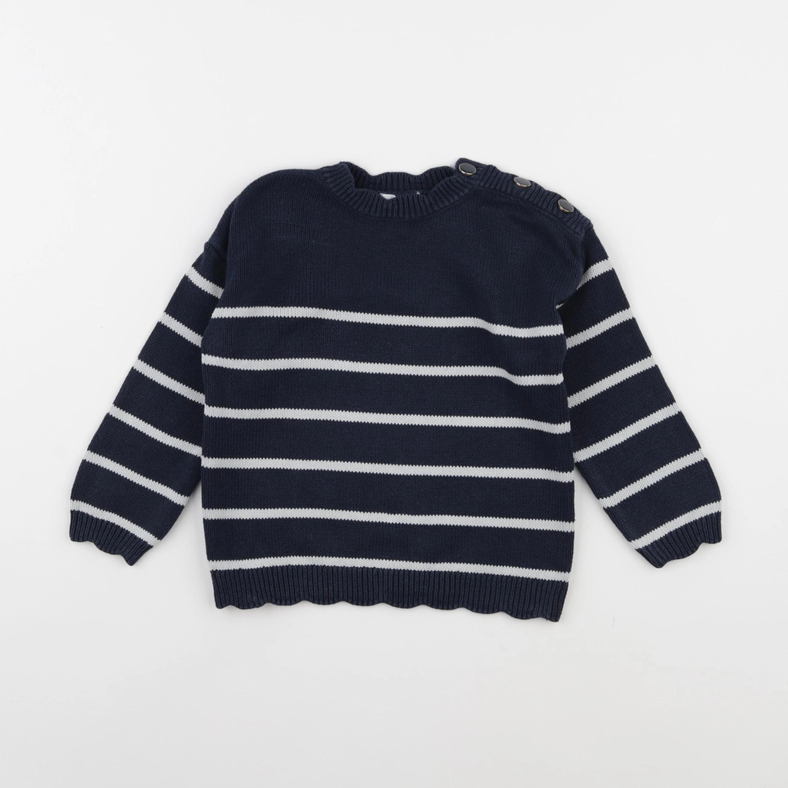 Vertbaudet - pull bleu, blanc - 4 ans