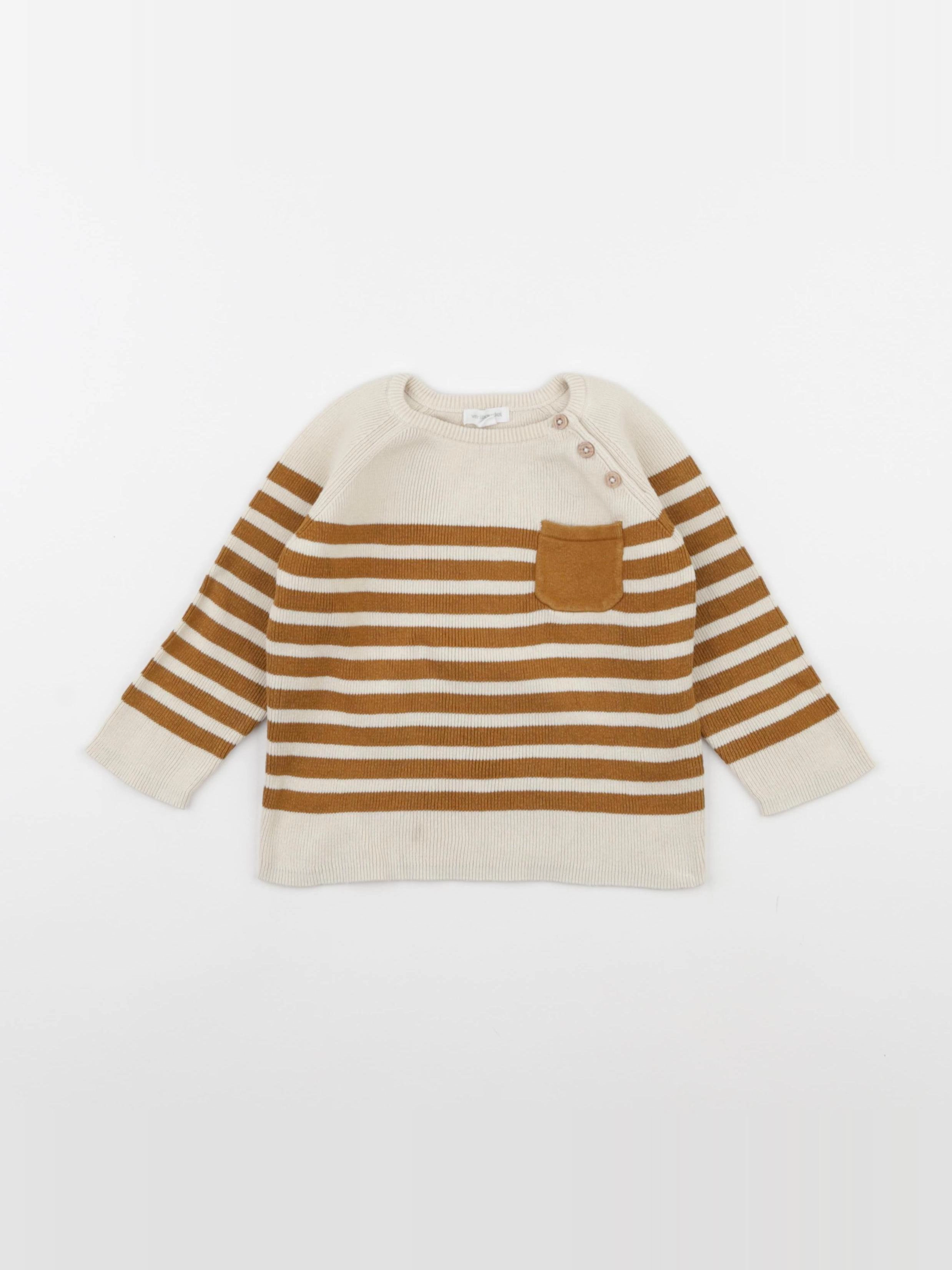 Vertbaudet - pull beige, marron - 18 mois