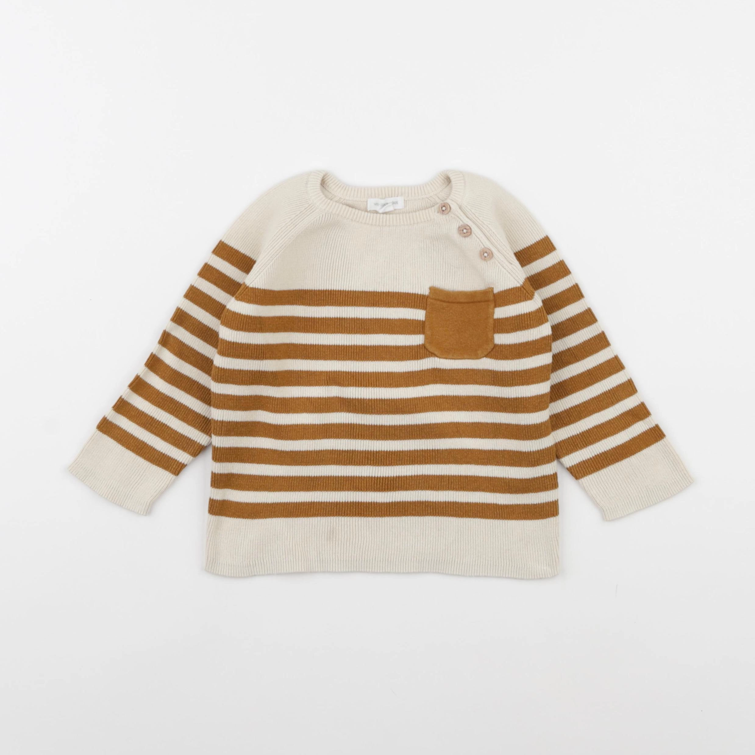 Vertbaudet - pull beige, marron - 18 mois
