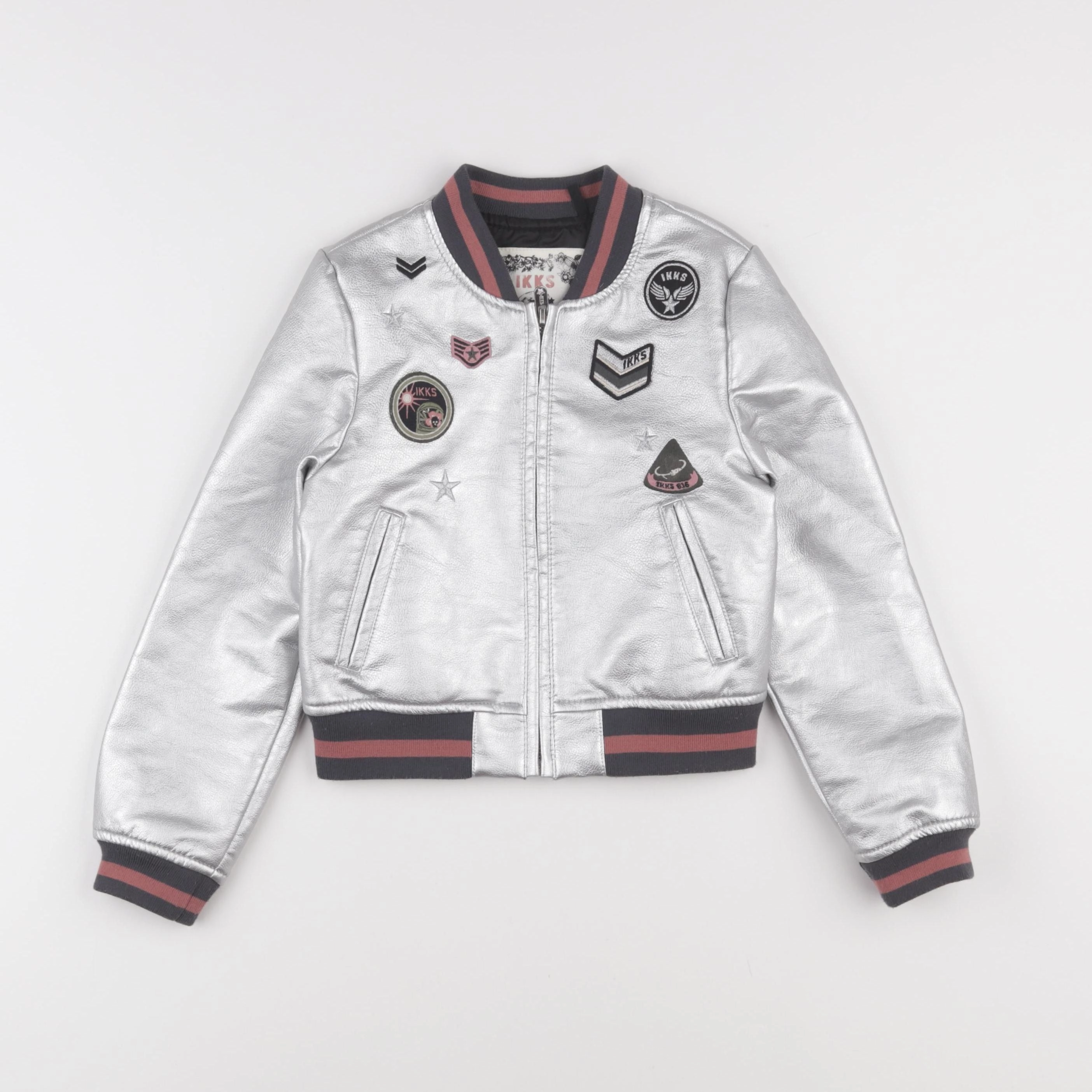 IKKS - veste simili cuir argent - 6 ans