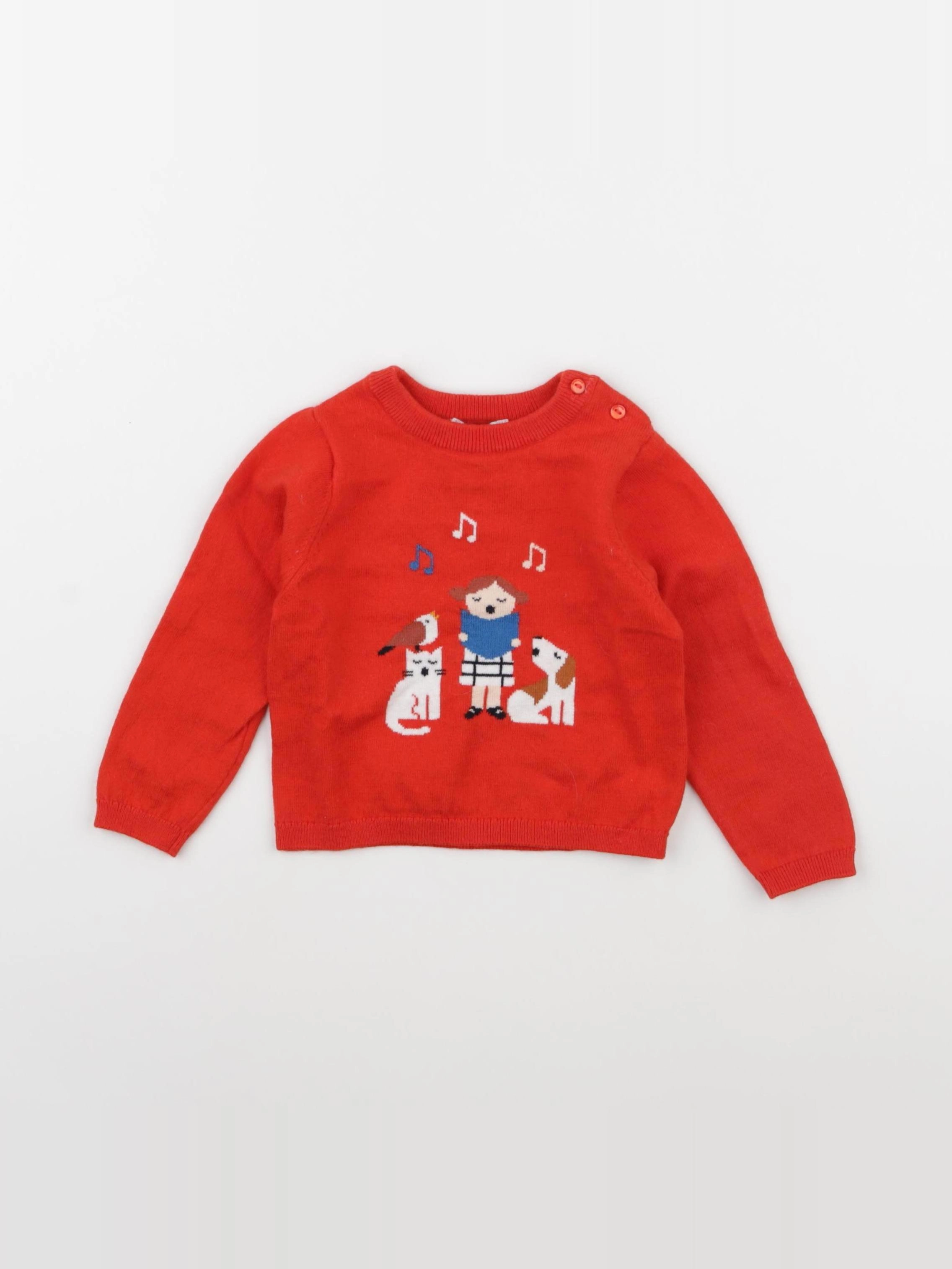Jacadi - pull rouge - 18 mois