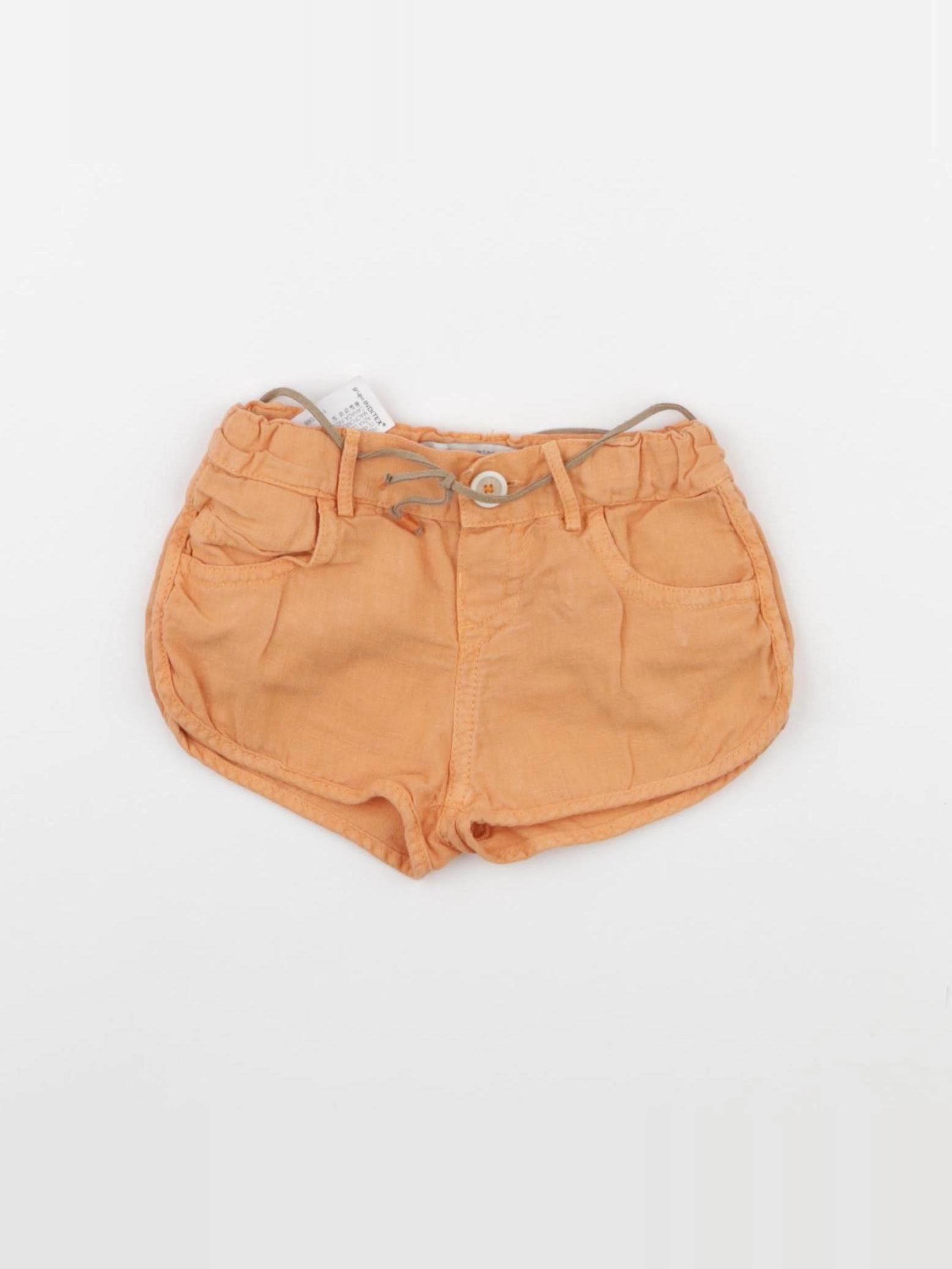 Zara - short orange - 6/9 mois