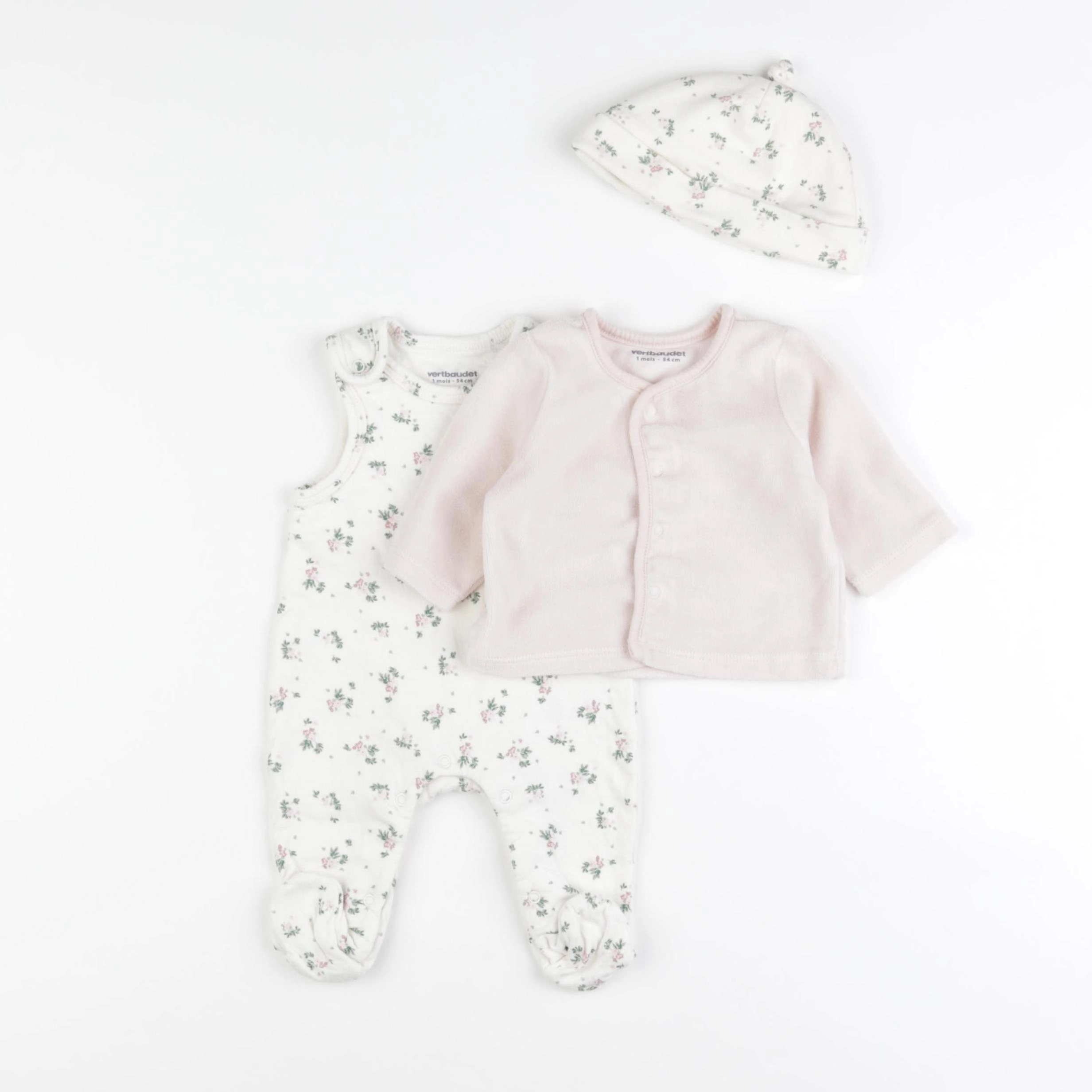 Vertbaudet - ensemble rose - 1 mois