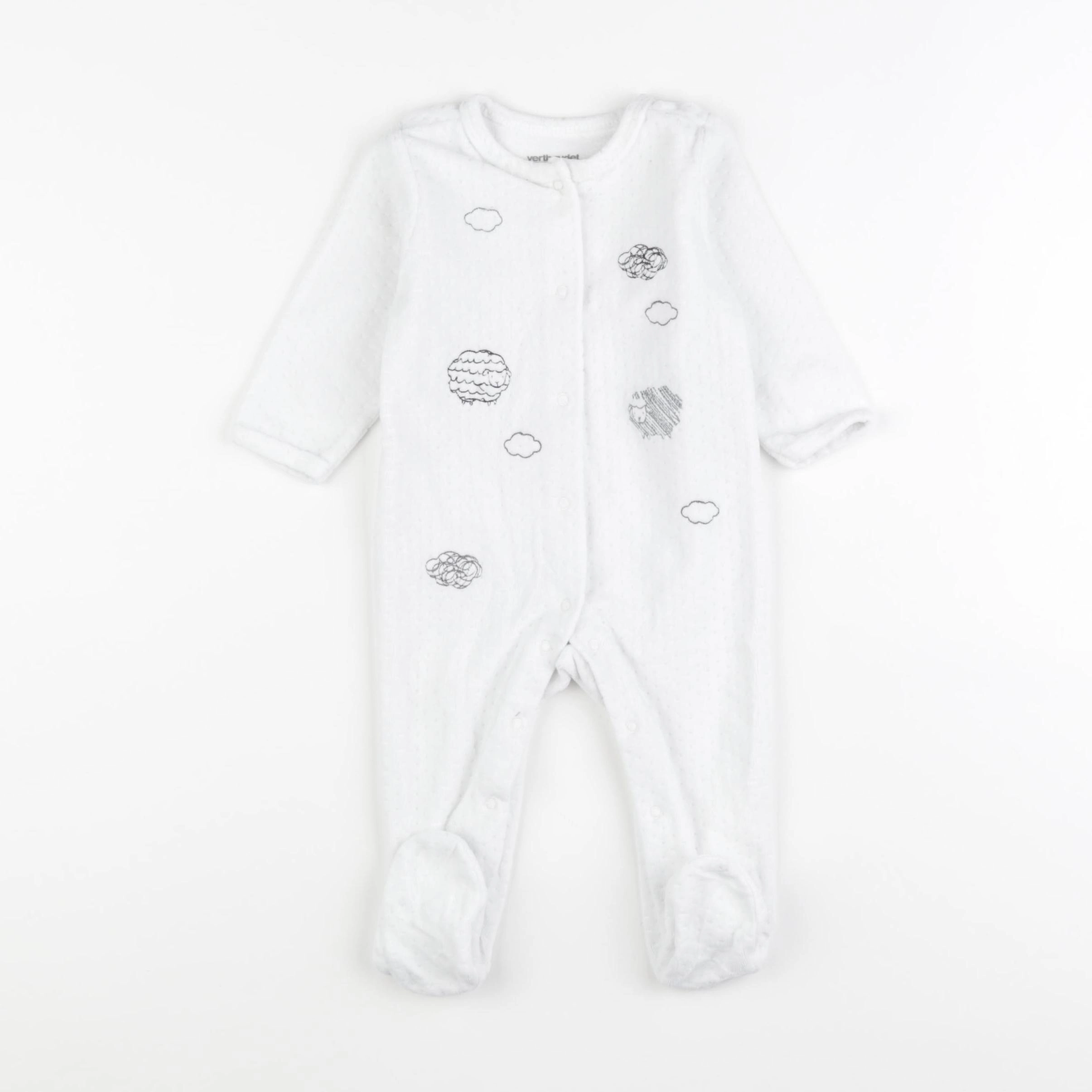 Vertbaudet - pyjama velours blanc - 6 mois